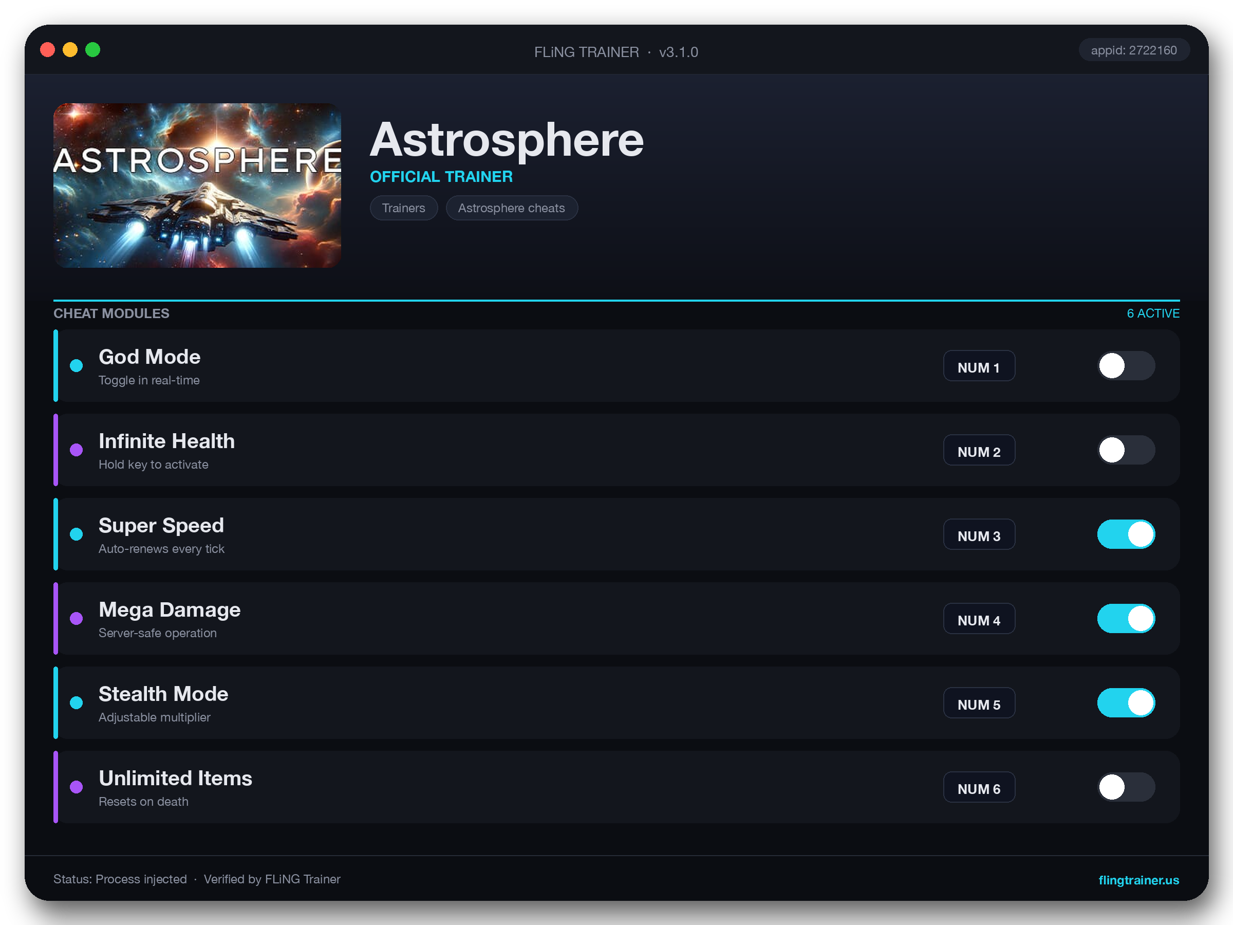 Astrosphere Trainer interface