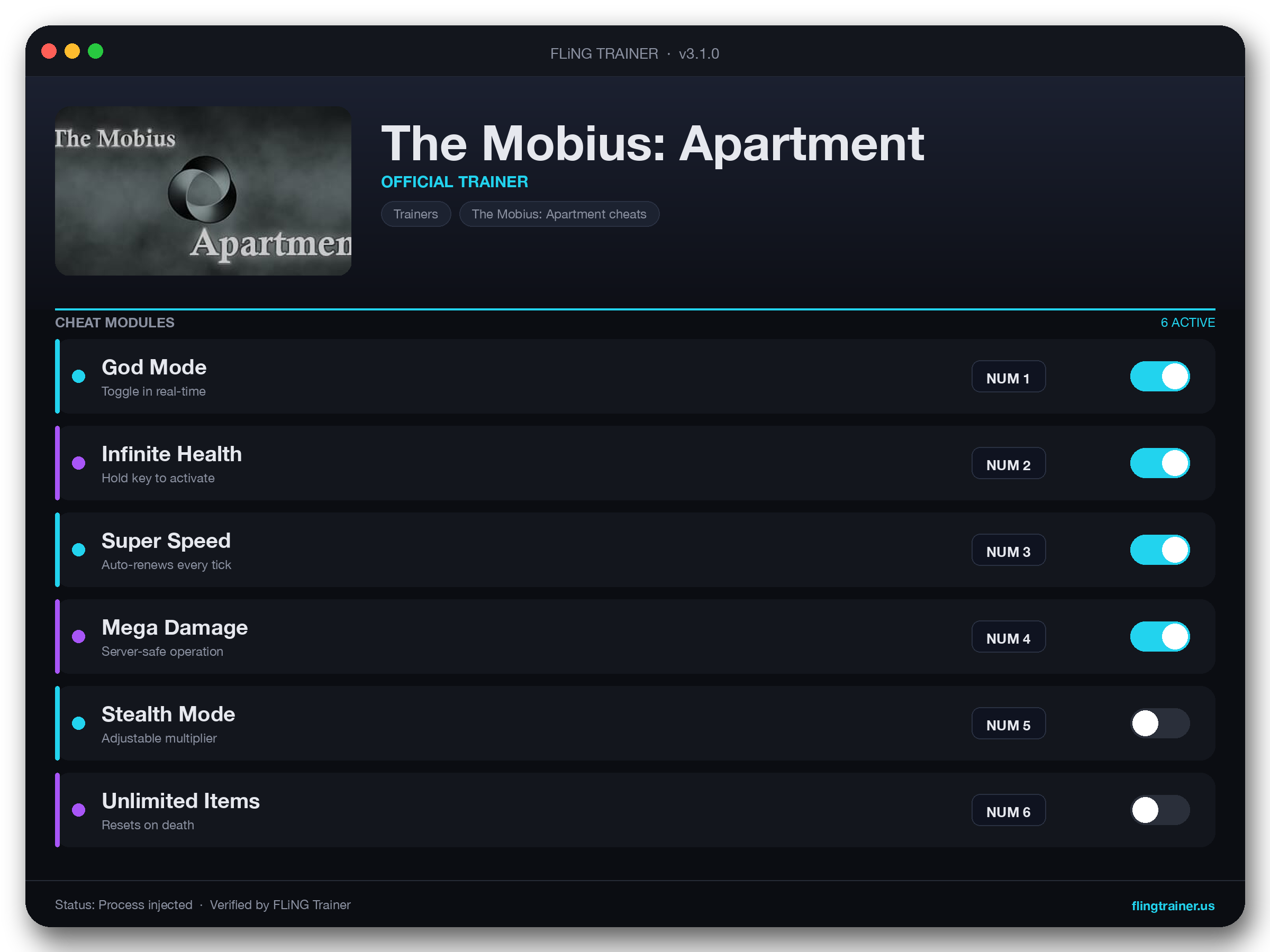 The Mobius: Apartment Trainer interface