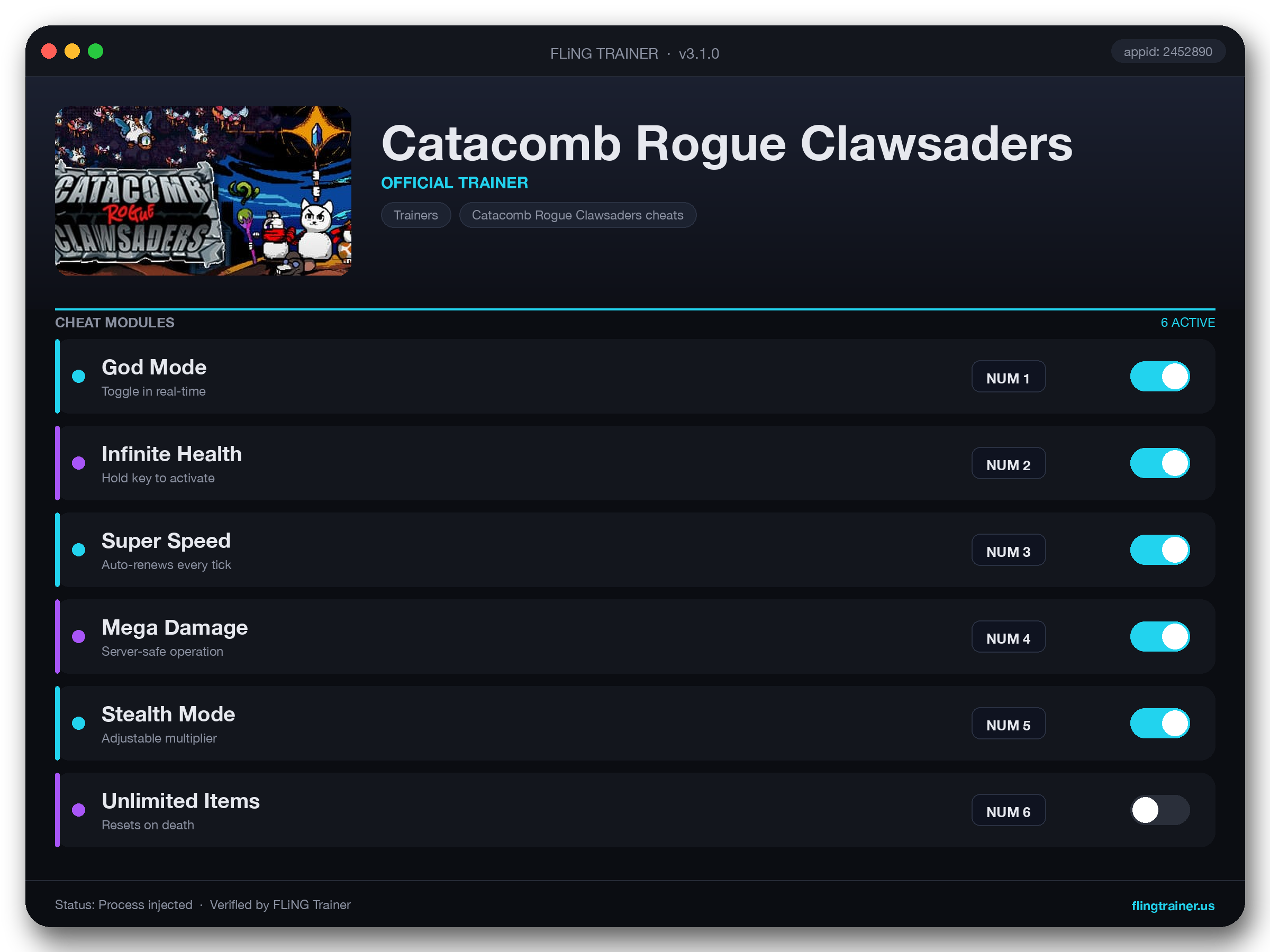 Catacomb Rogue Clawsaders Trainer interface