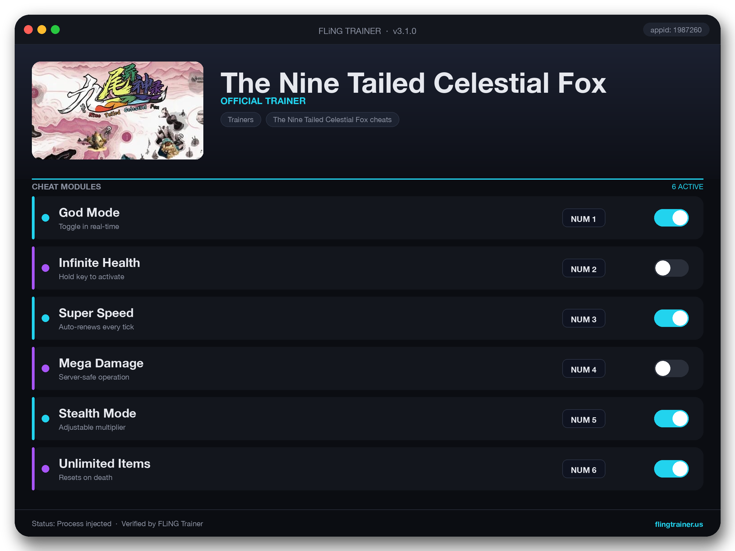 The Nine Tailed Celestial Fox Trainer interface