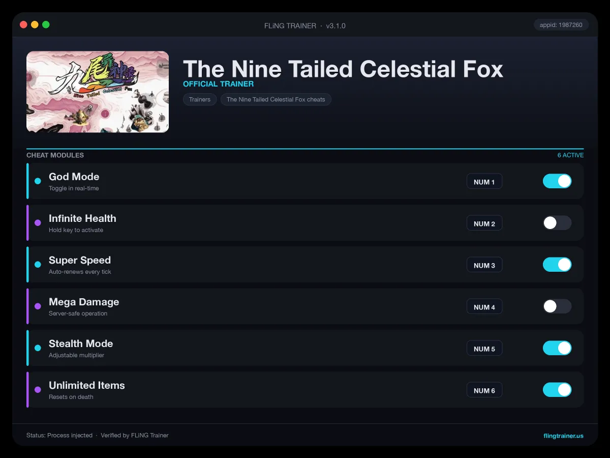 The Nine Tailed Celestial Fox Trainer interface