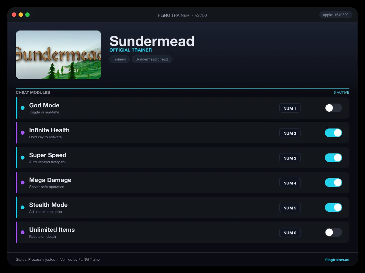 Sundermead Trainer interface
