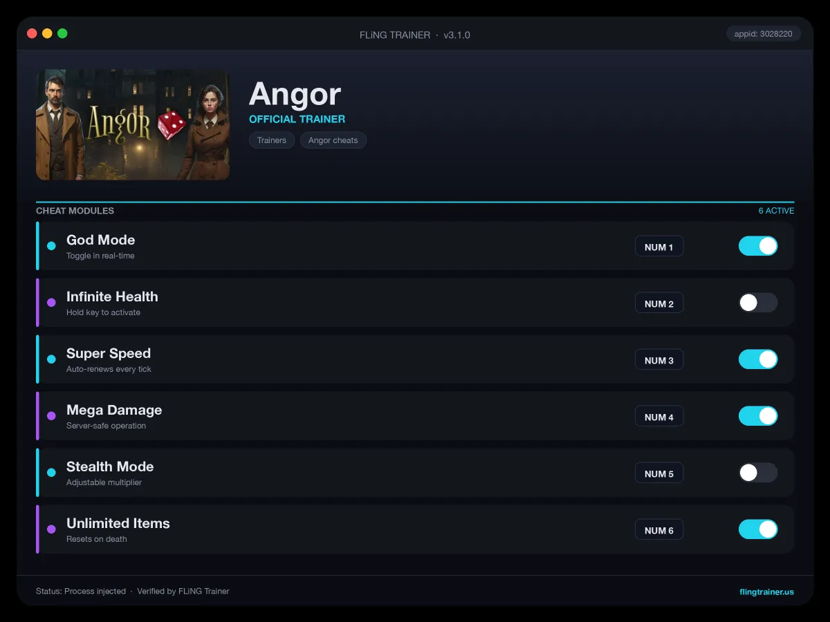 Angor Trainer interface