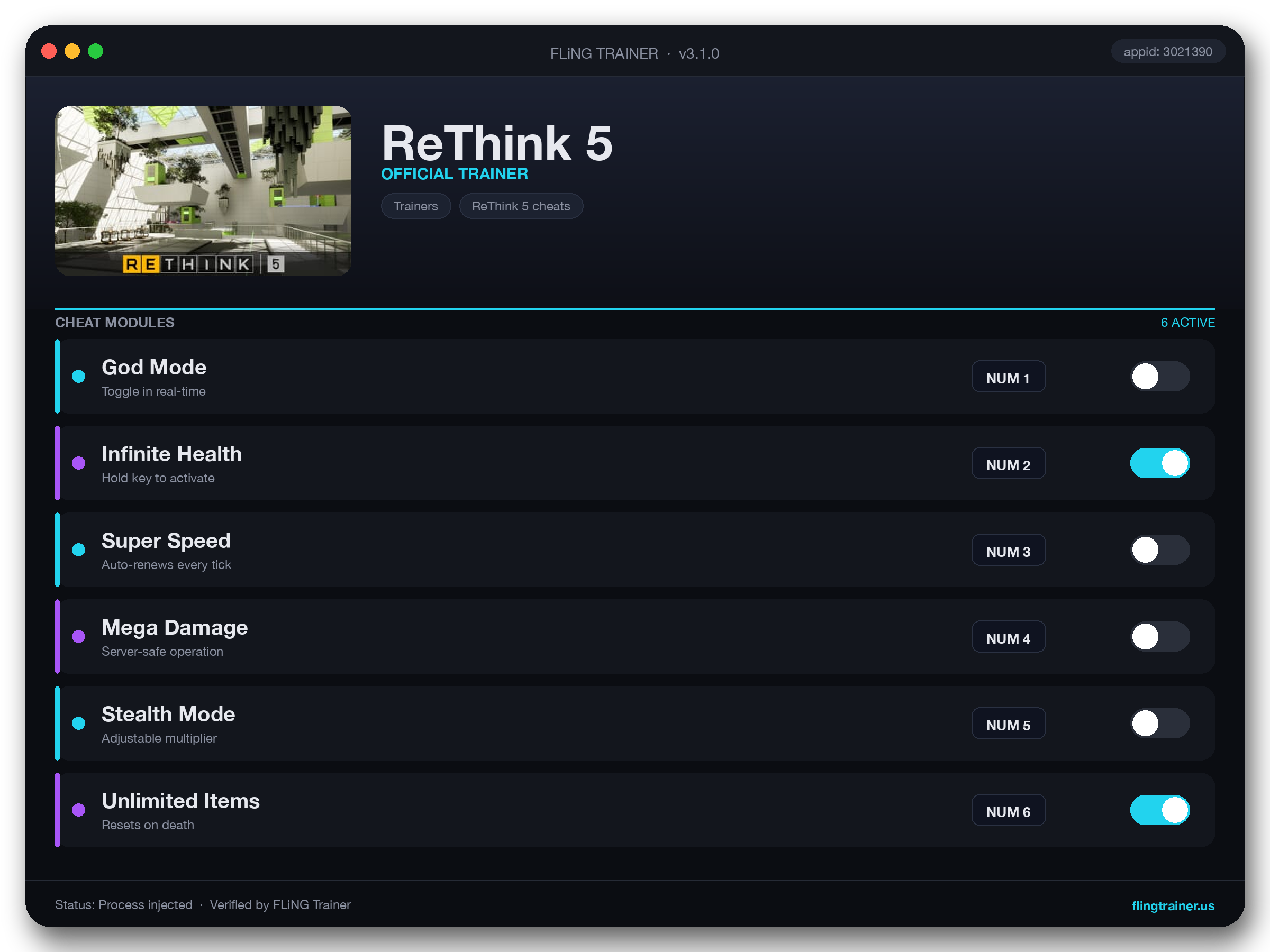 ReThink 5 Trainer interface