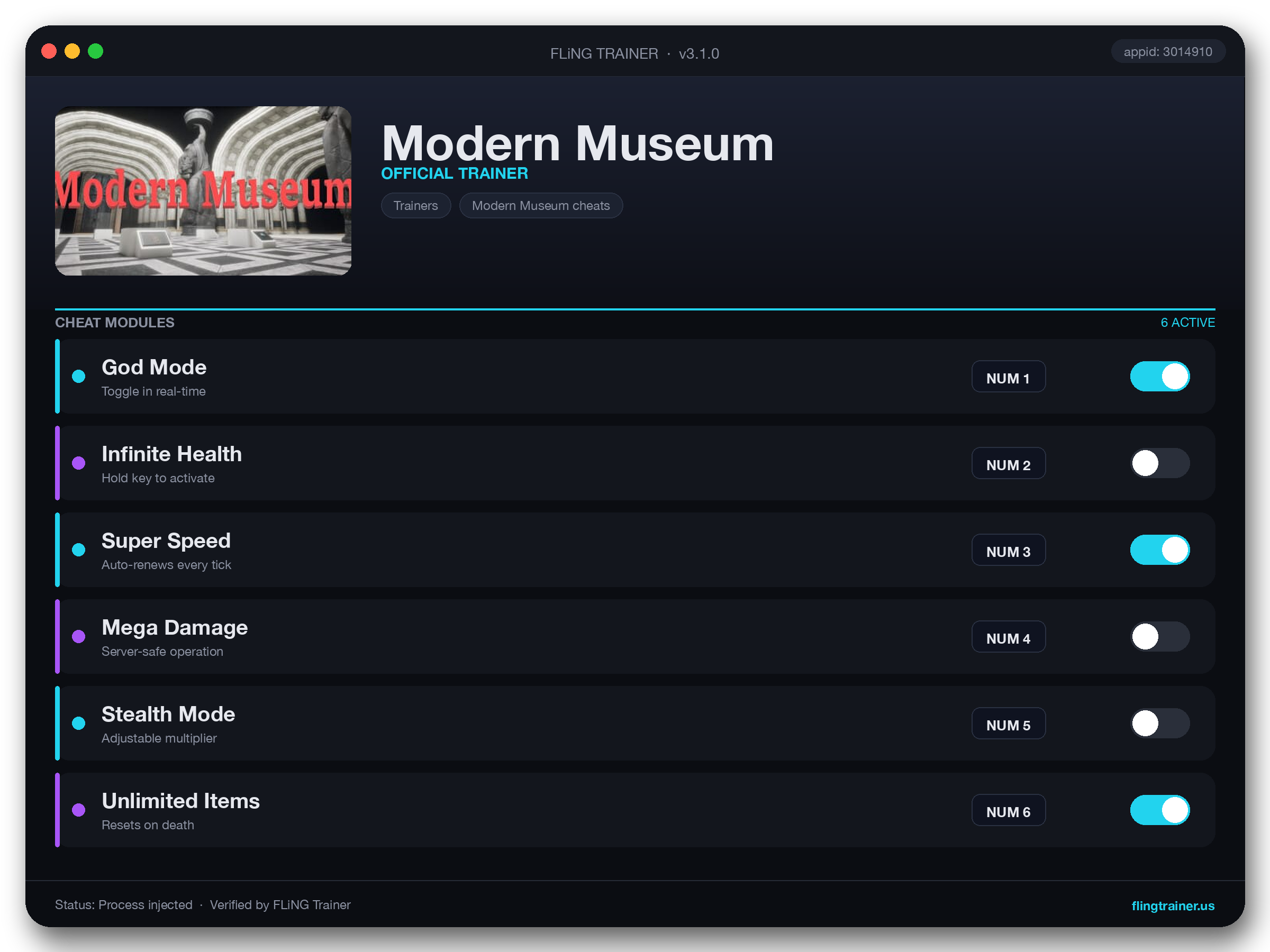 Modern Museum Trainer interface