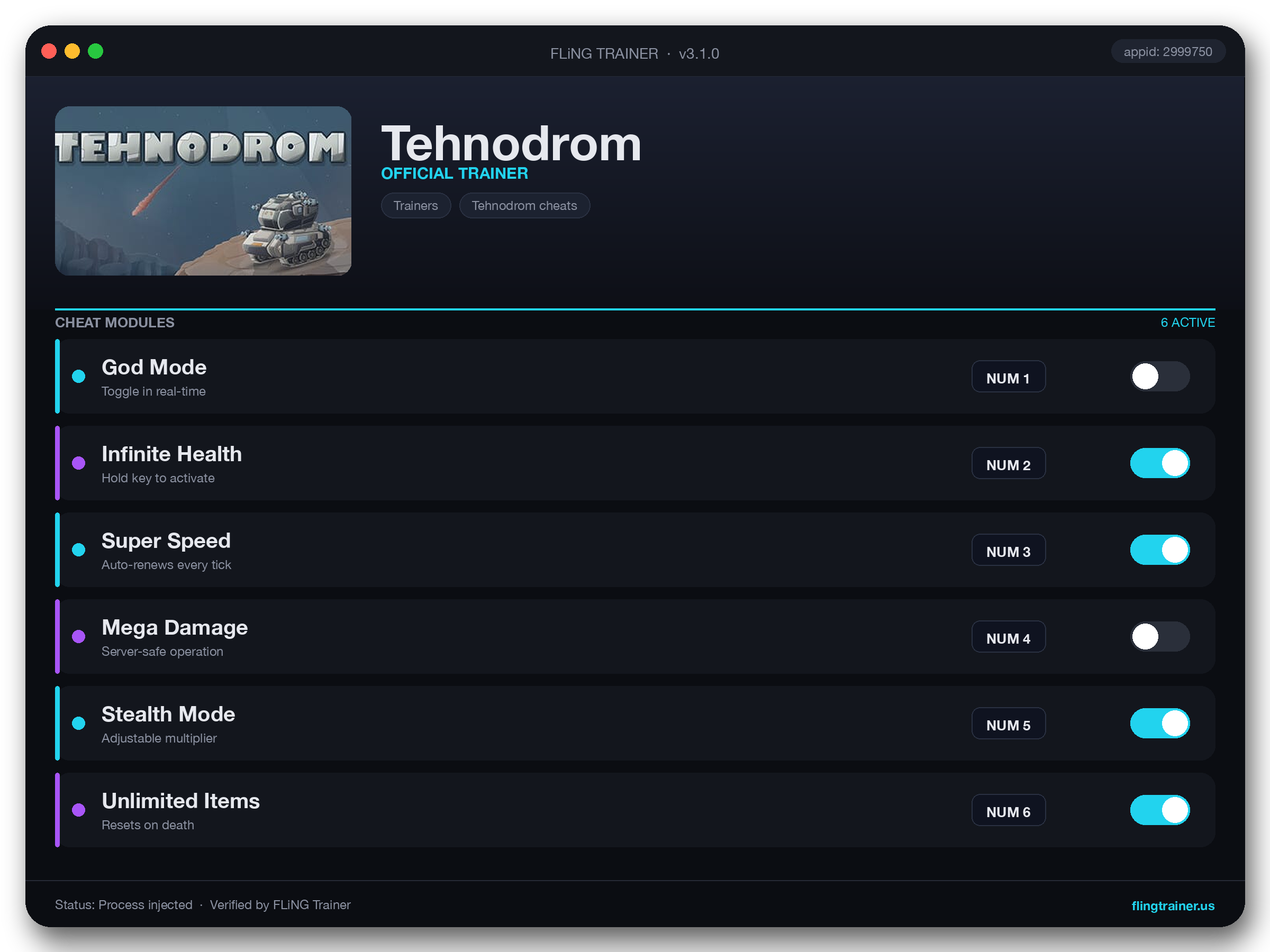 Tehnodrom Trainer interface