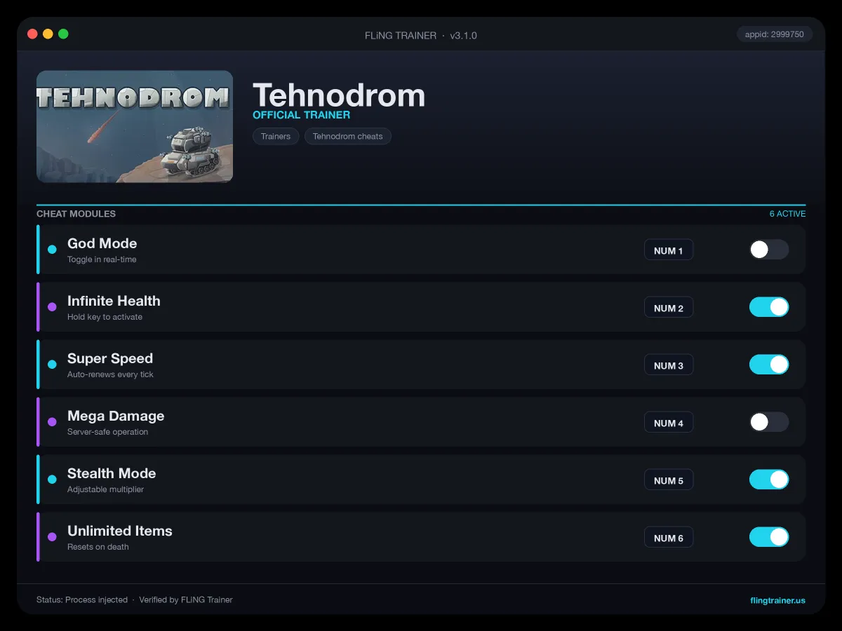 Tehnodrom Trainer interface