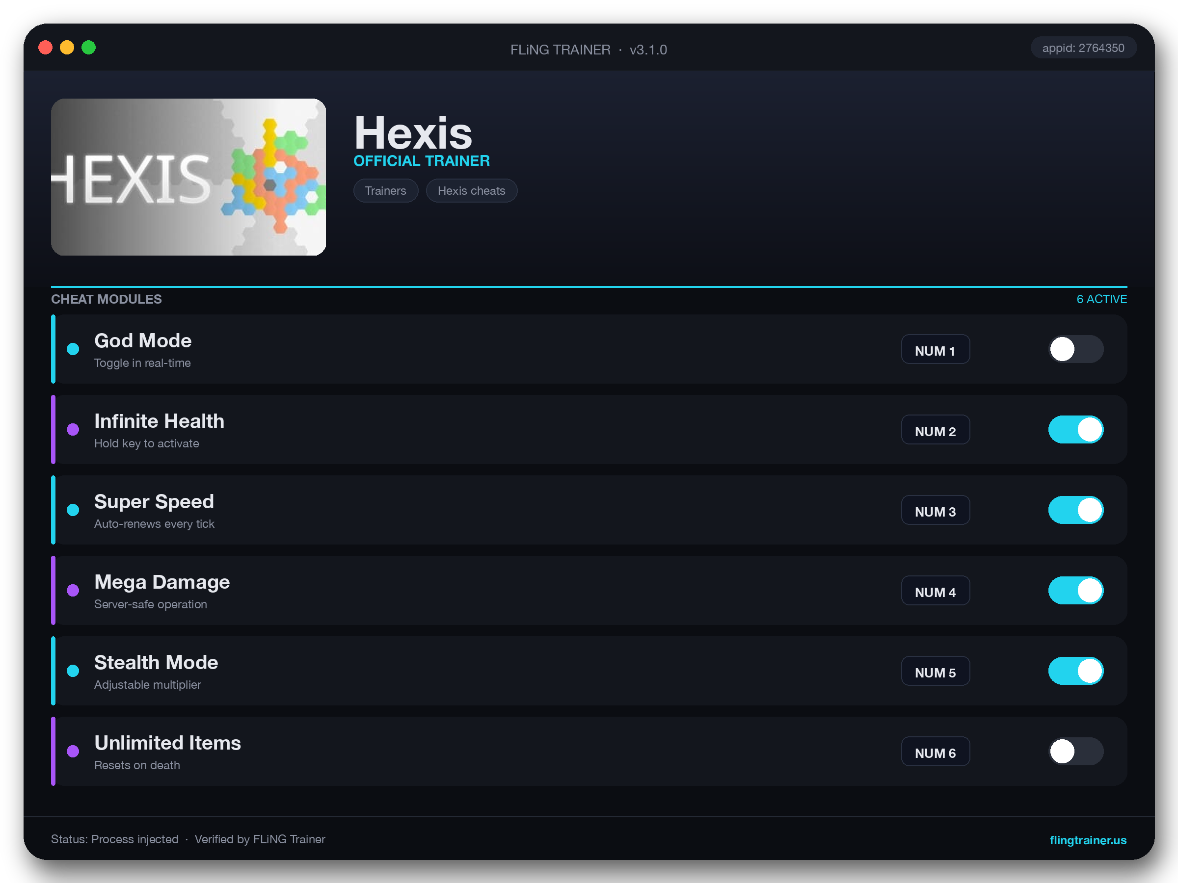 Hexis Trainer interface