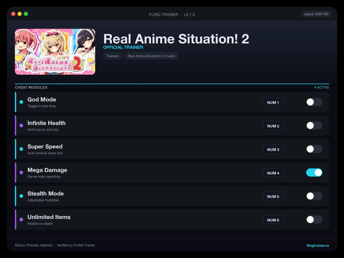 Real Anime Situation! 2 Trainer interface