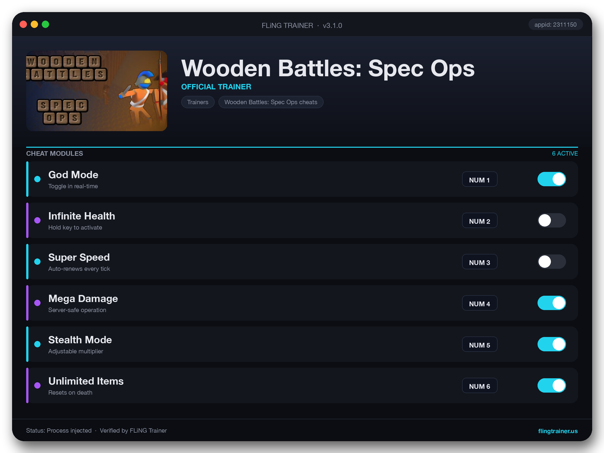 Wooden Battles: Spec Ops Trainer interface