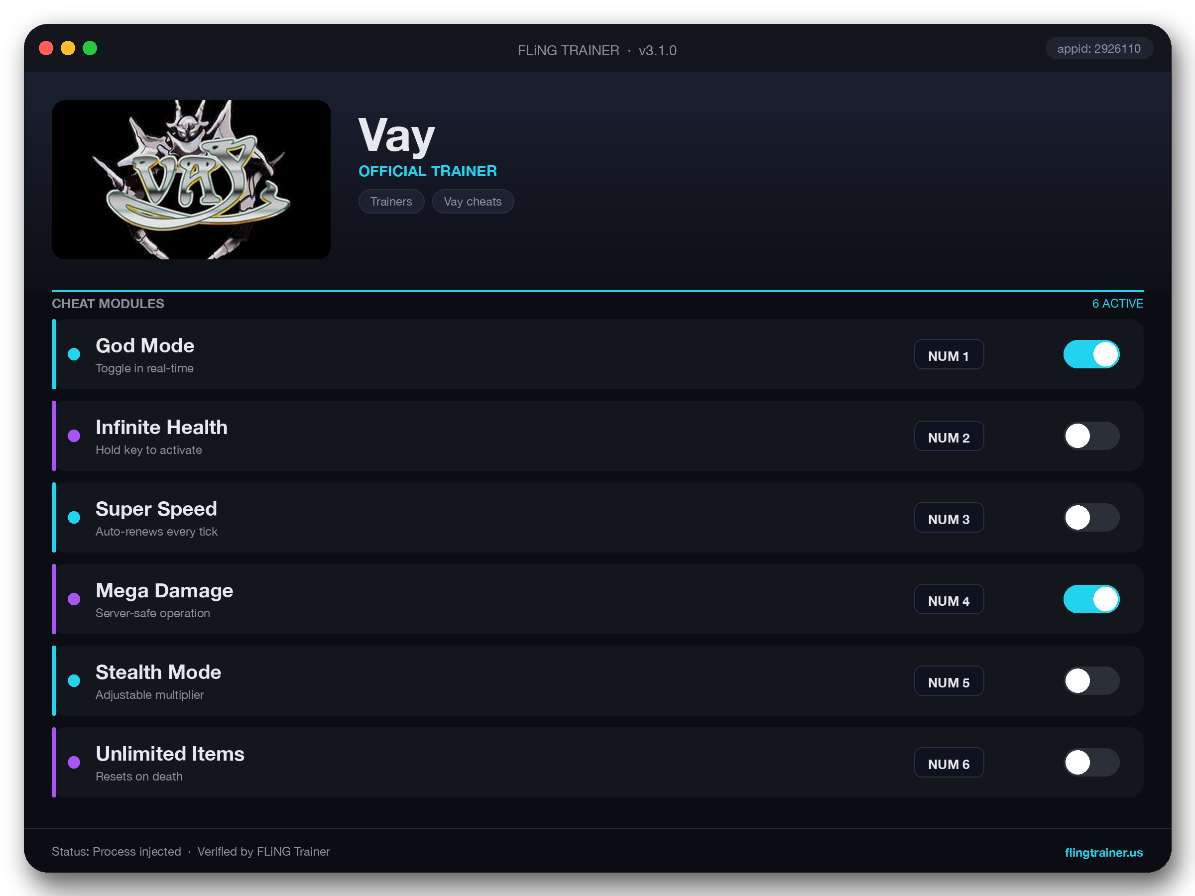 Vay Trainer interface