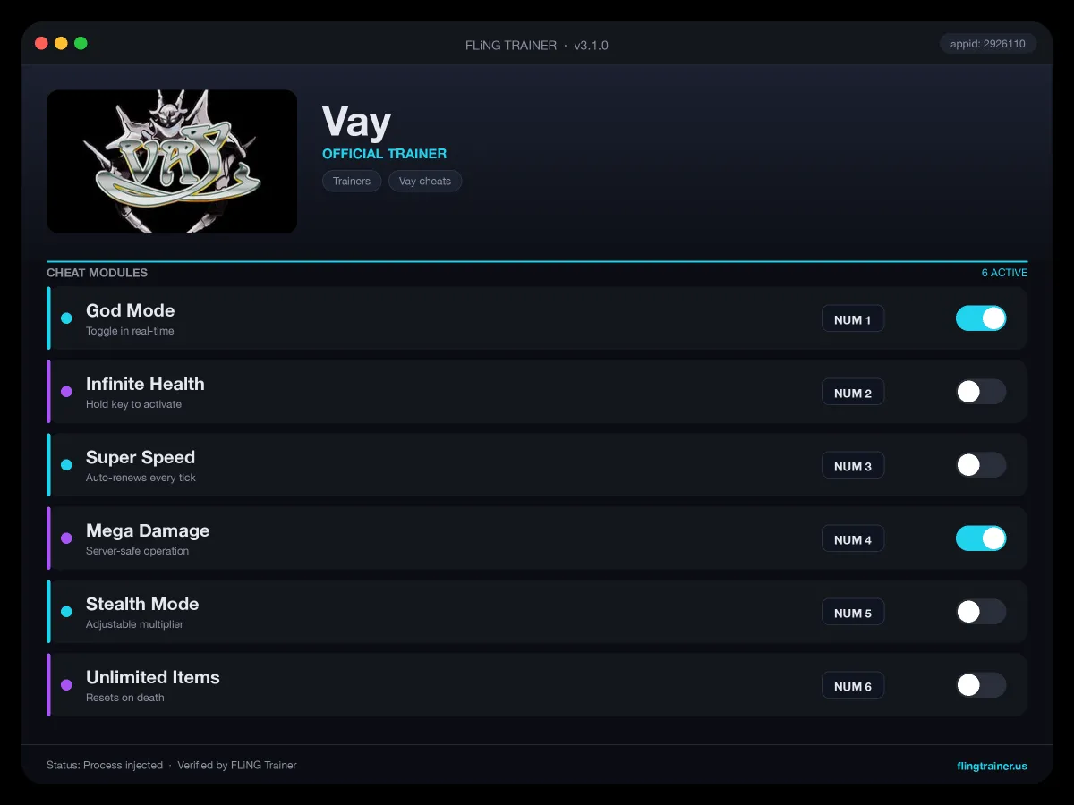 Vay Trainer interface