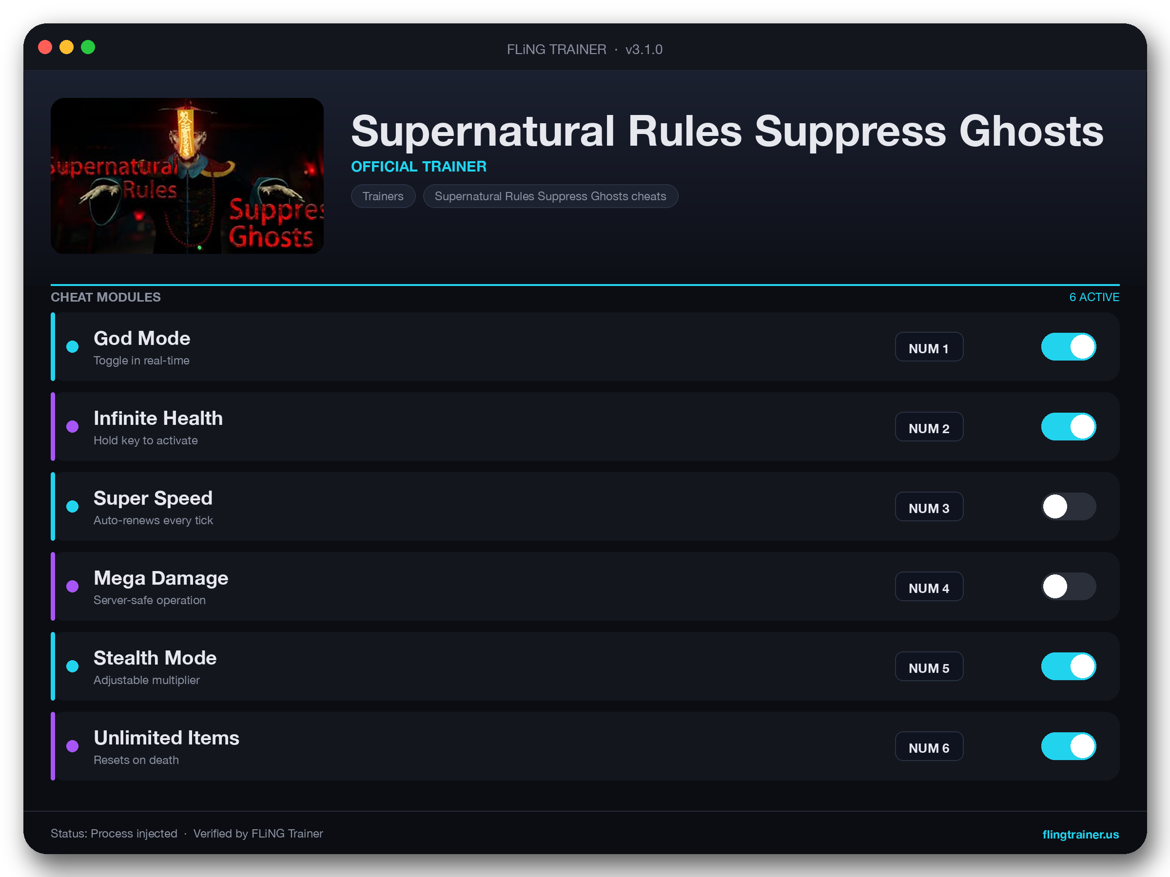 Supernatural Rules Suppress Ghosts Trainer interface