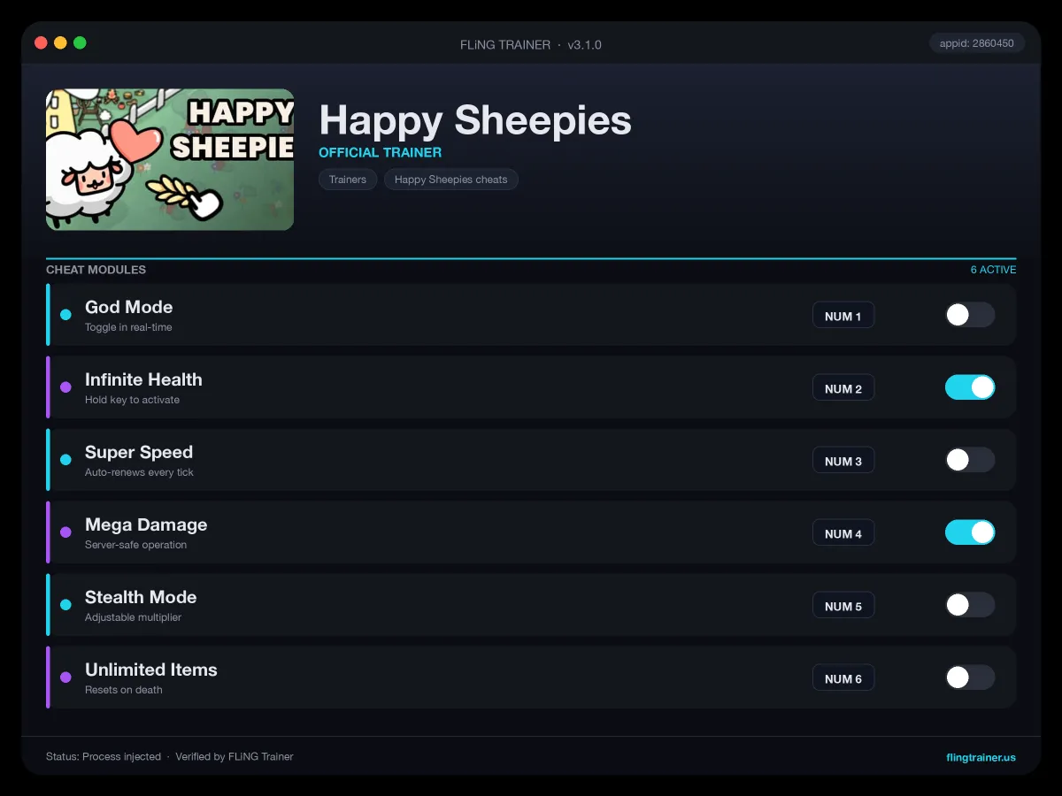Happy Sheepies Trainer interface