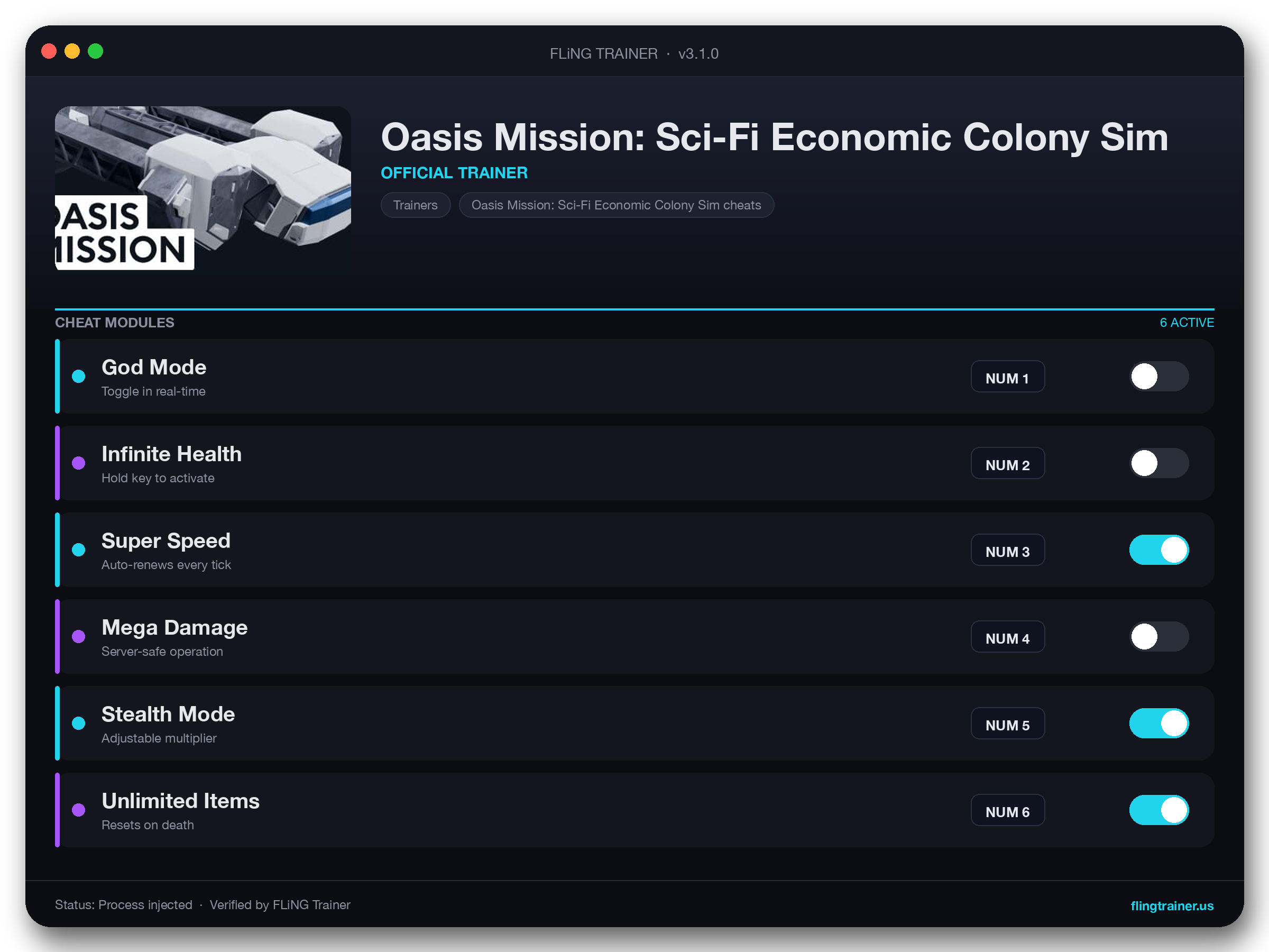 Oasis Mission: Sci-Fi Economic Colony Sim Trainer interface