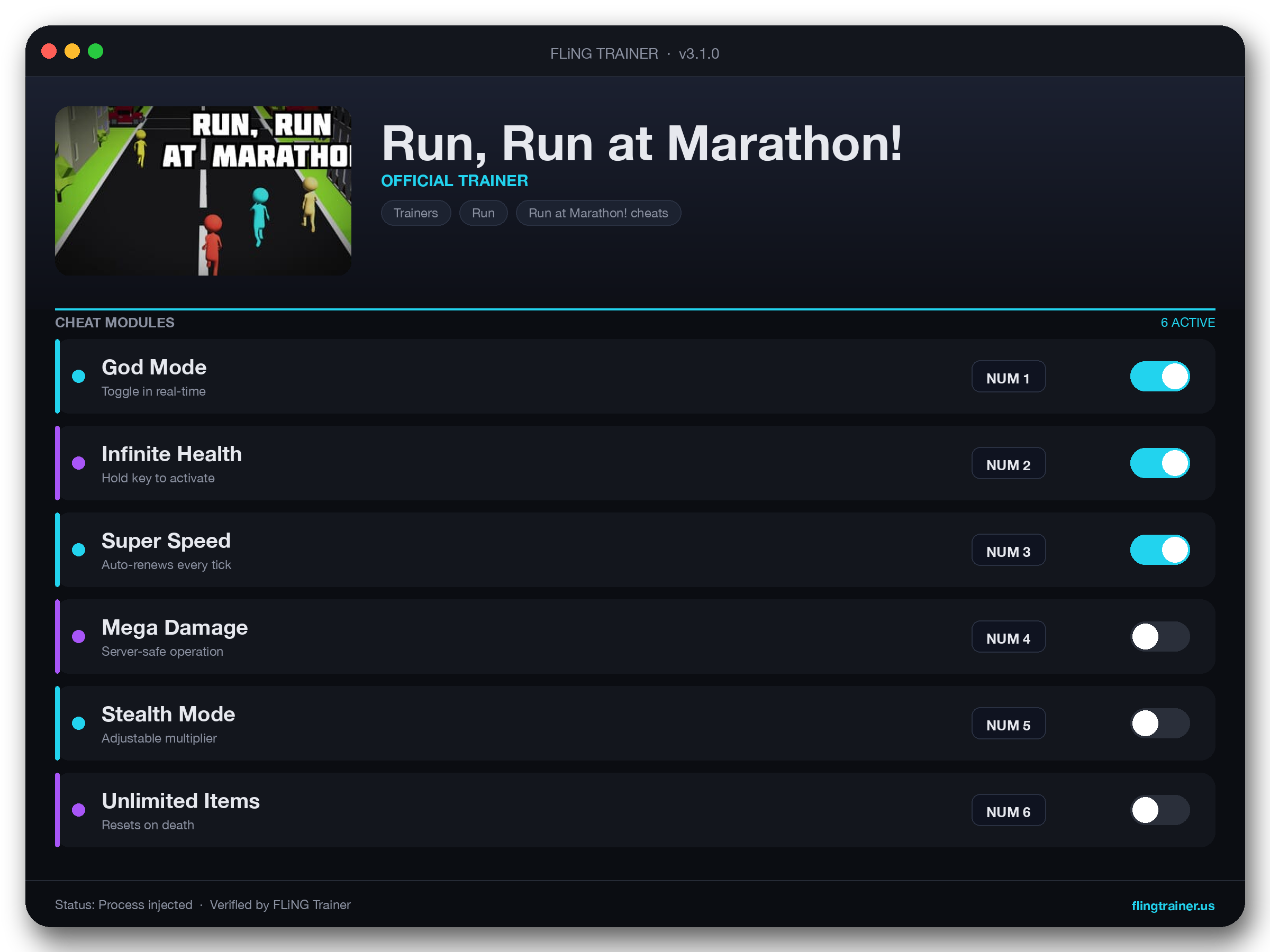 Run, Run at Marathon! Trainer interface