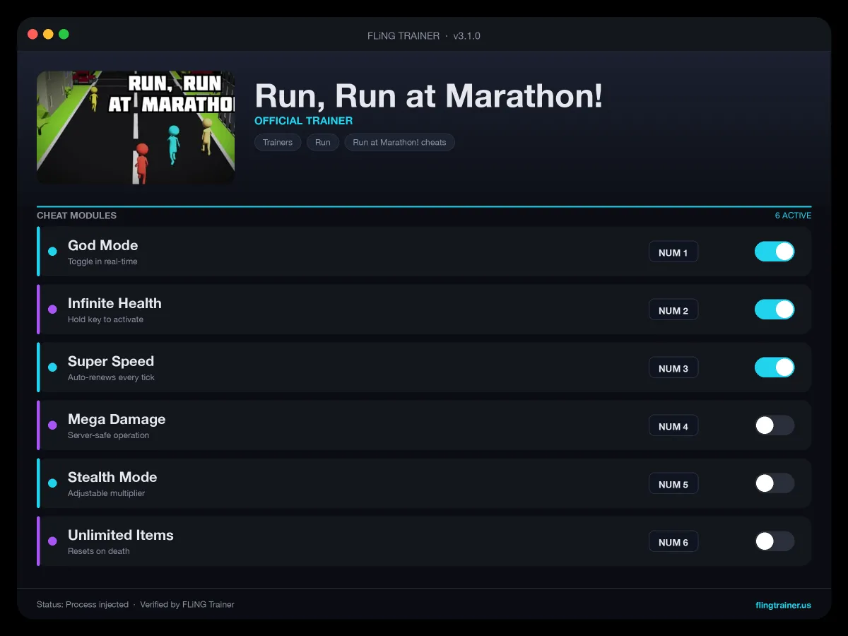 Run, Run at Marathon! Trainer interface