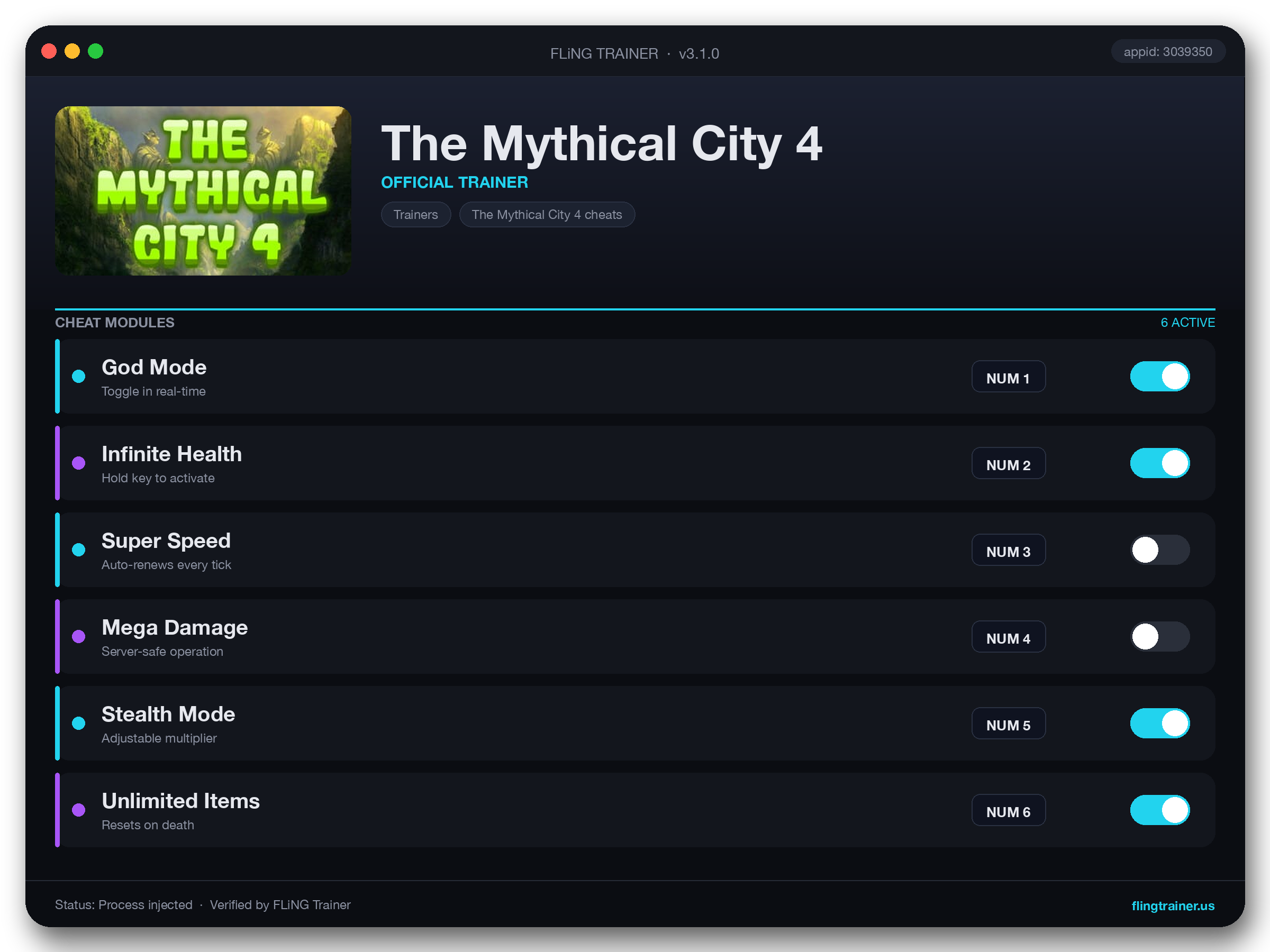 The Mythical City 4 Trainer interface