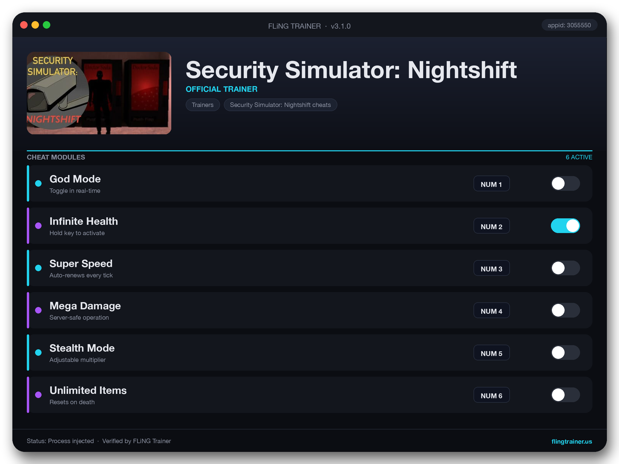 Security Simulator: Nightshift Trainer interface