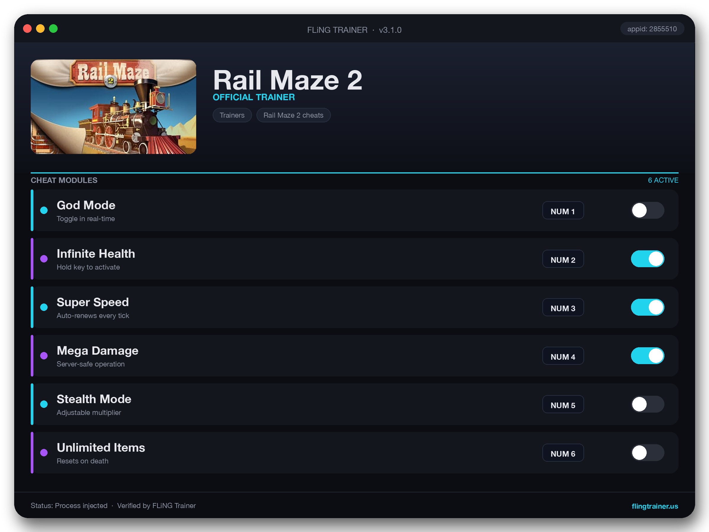 Rail Maze 2 Trainer interface