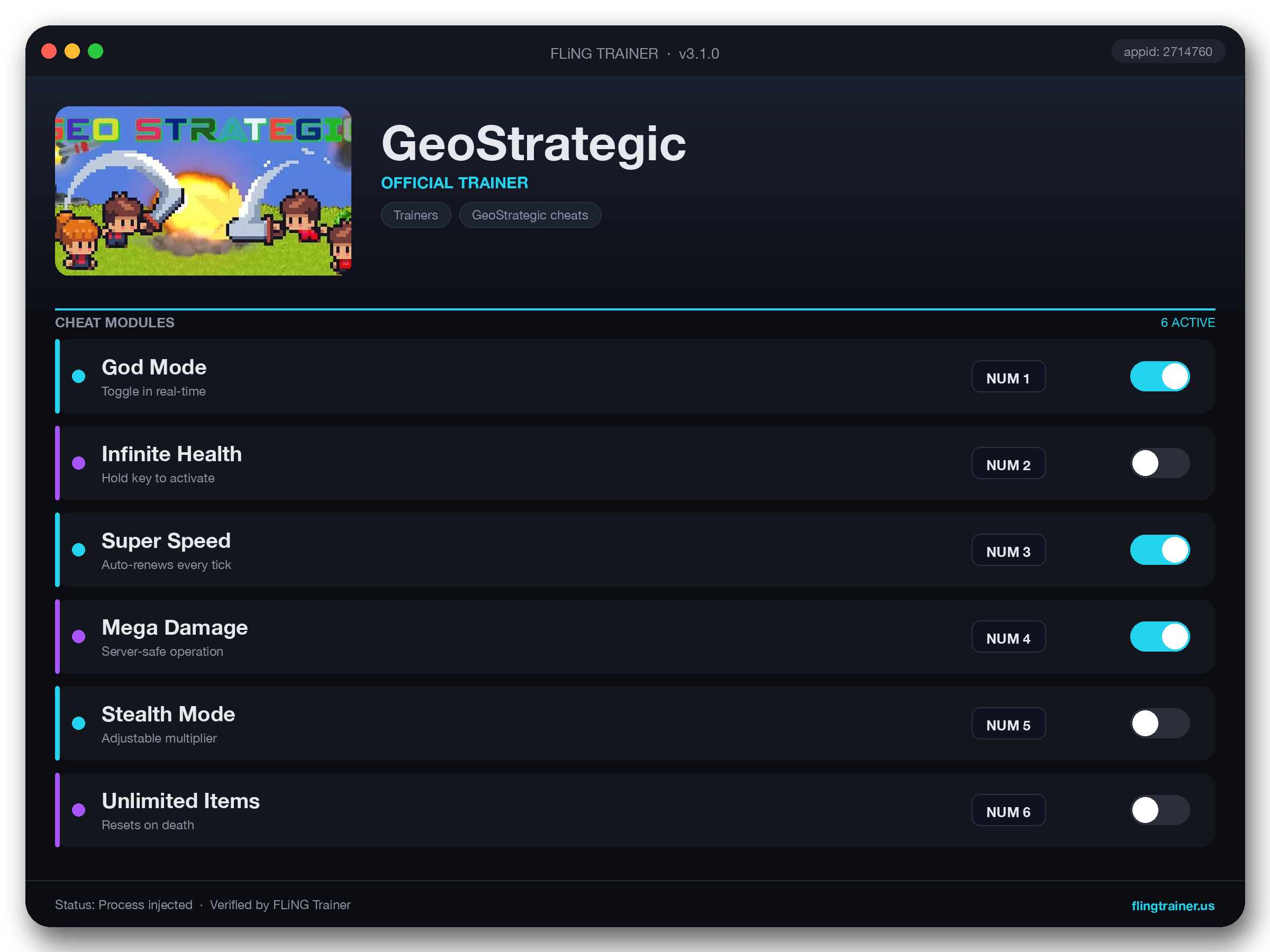 GeoStrategic Trainer interface