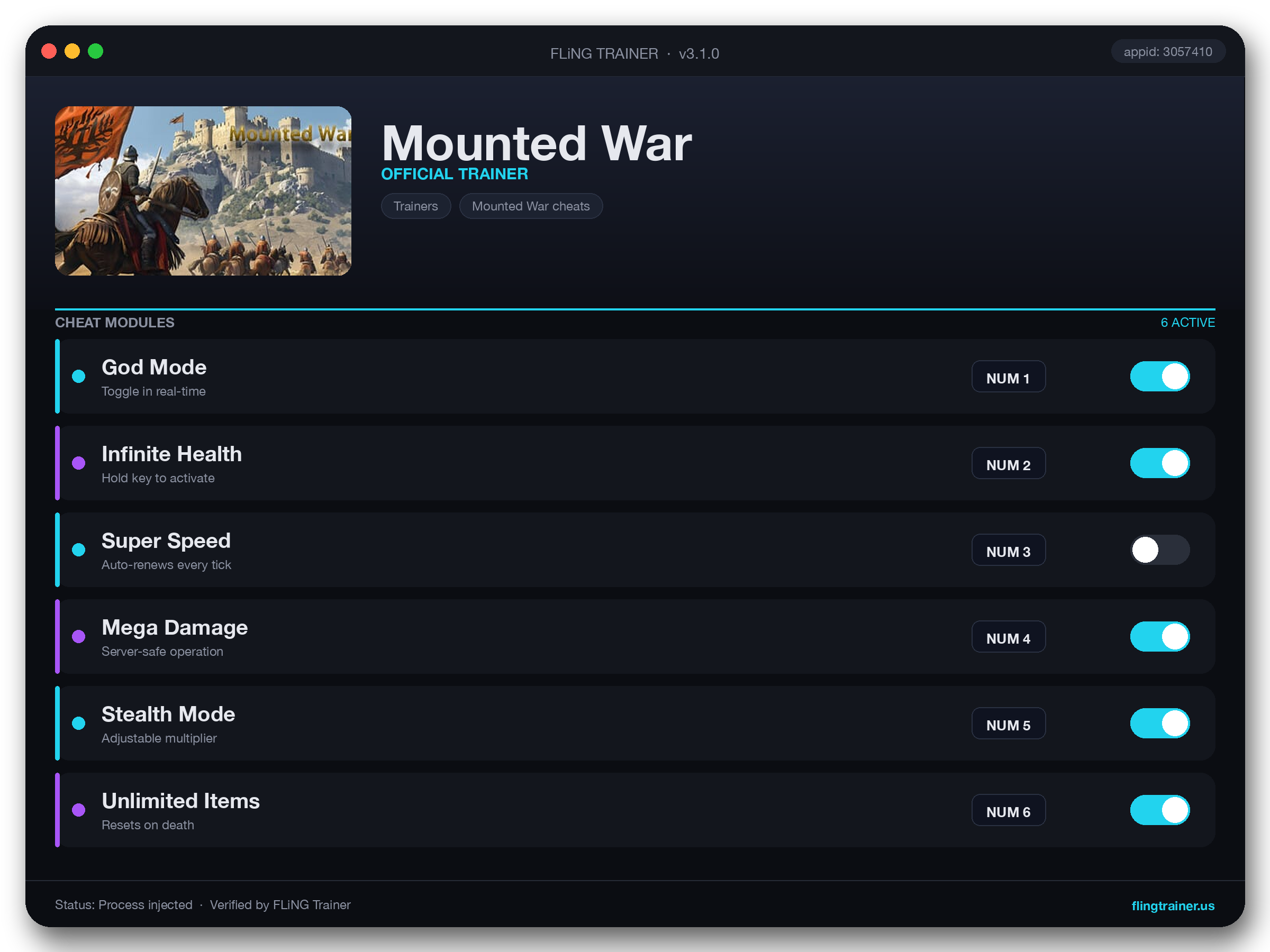Mounted War Trainer interface