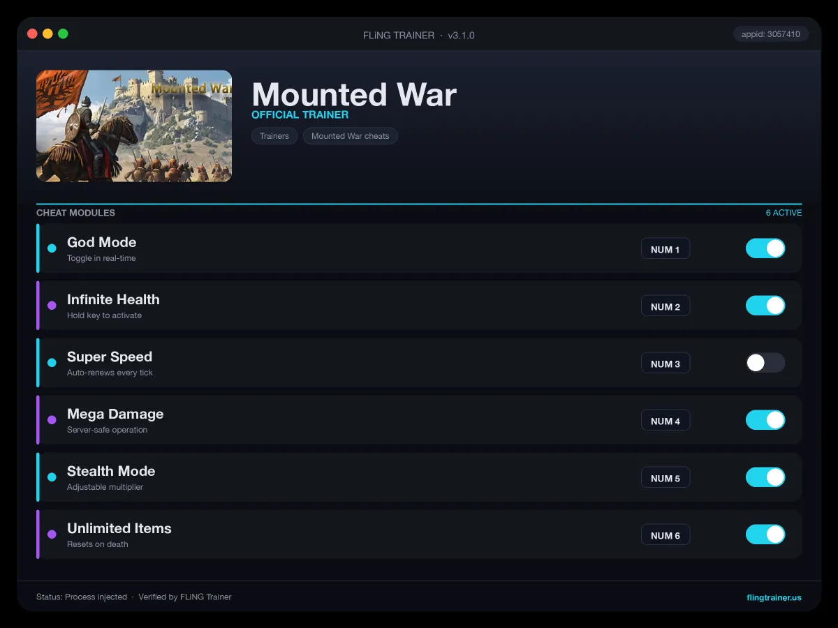 Mounted War Trainer interface
