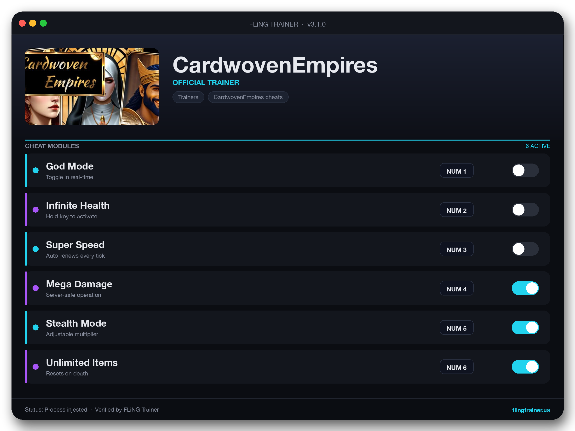CardwovenEmpires Trainer interface