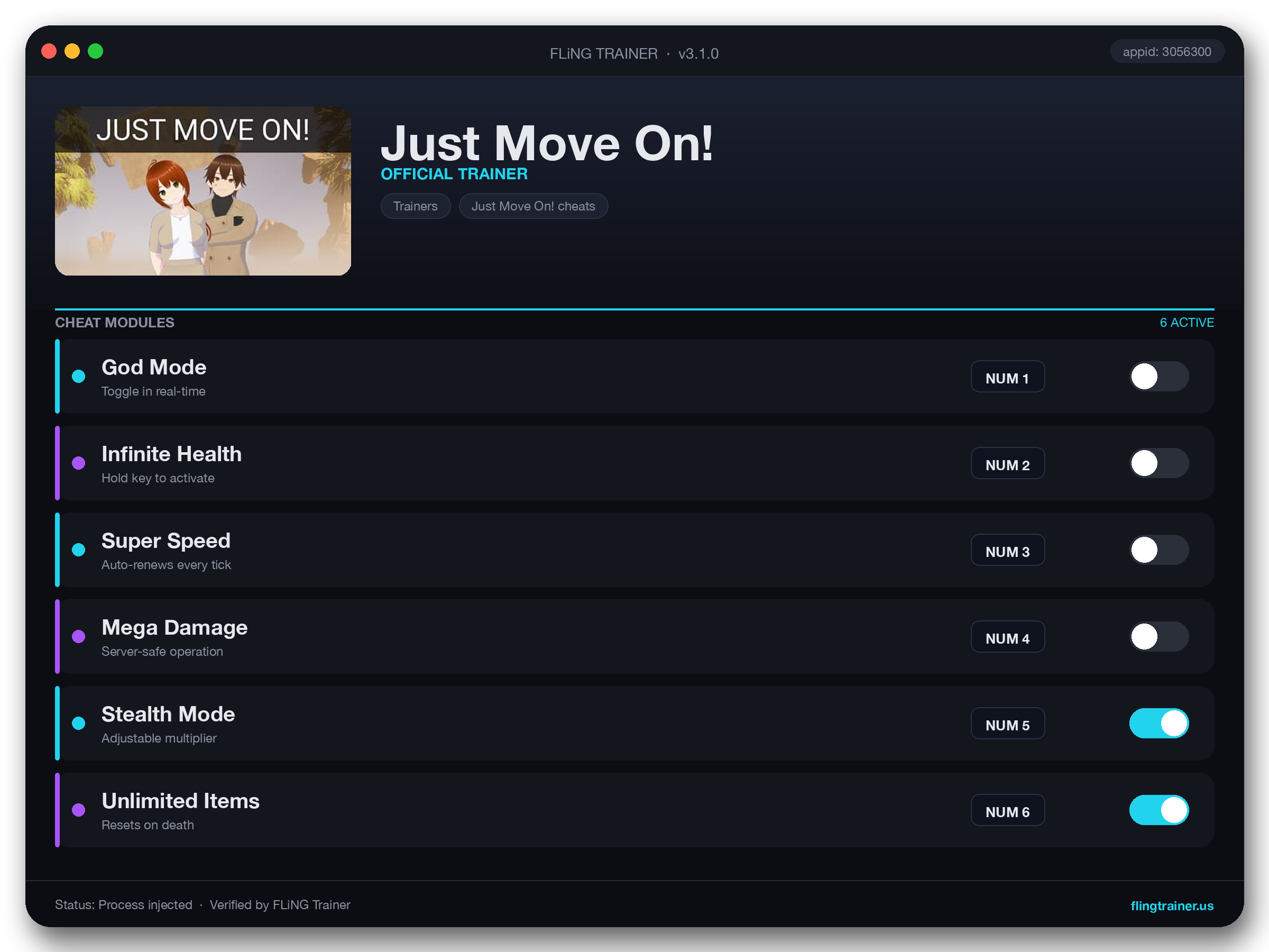 Just Move On! Trainer interface