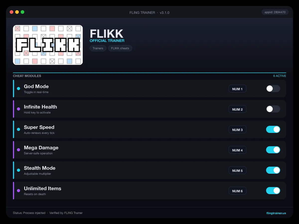FLIKK Trainer interface