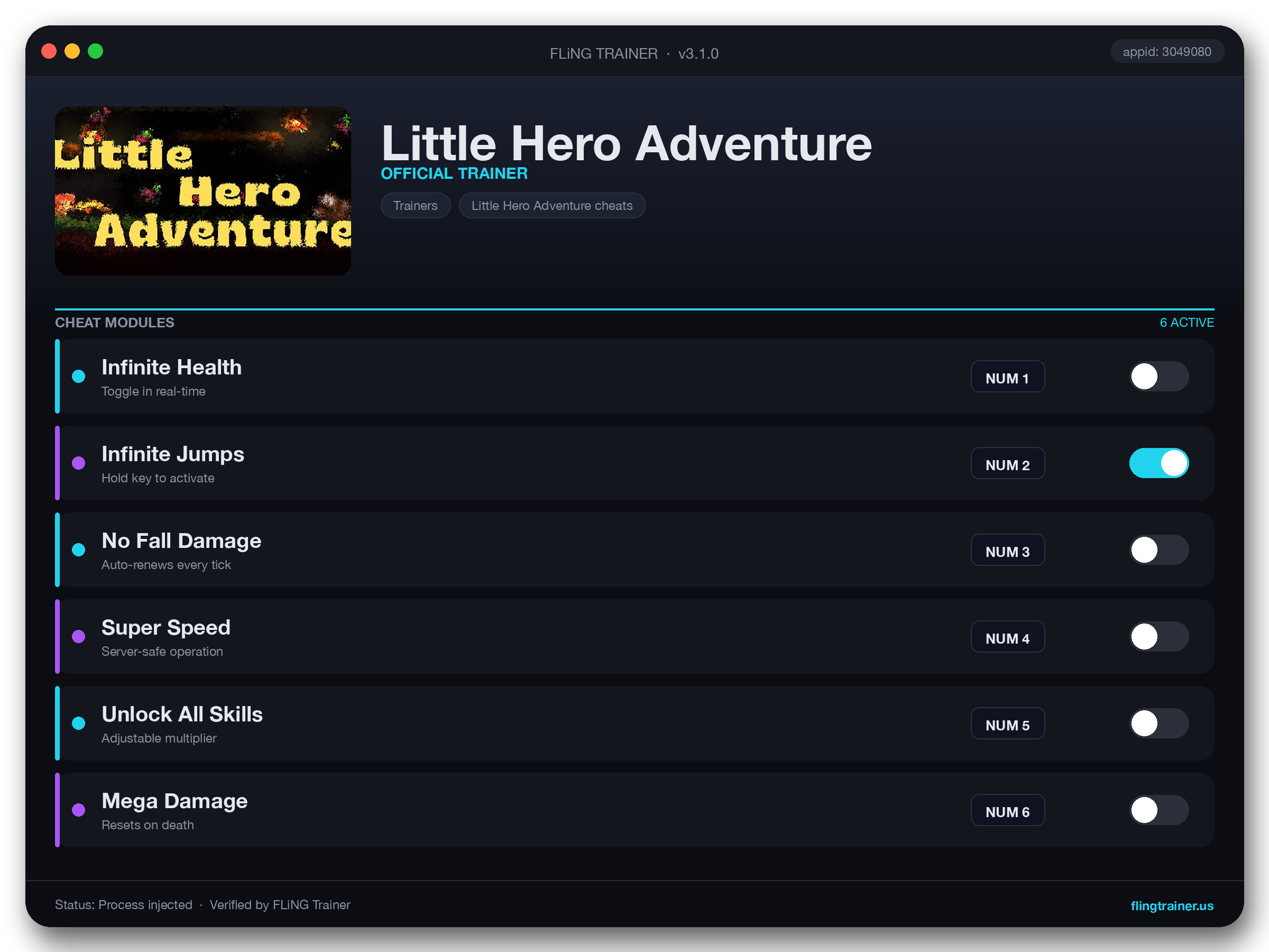Little Hero Adventure Trainer interface