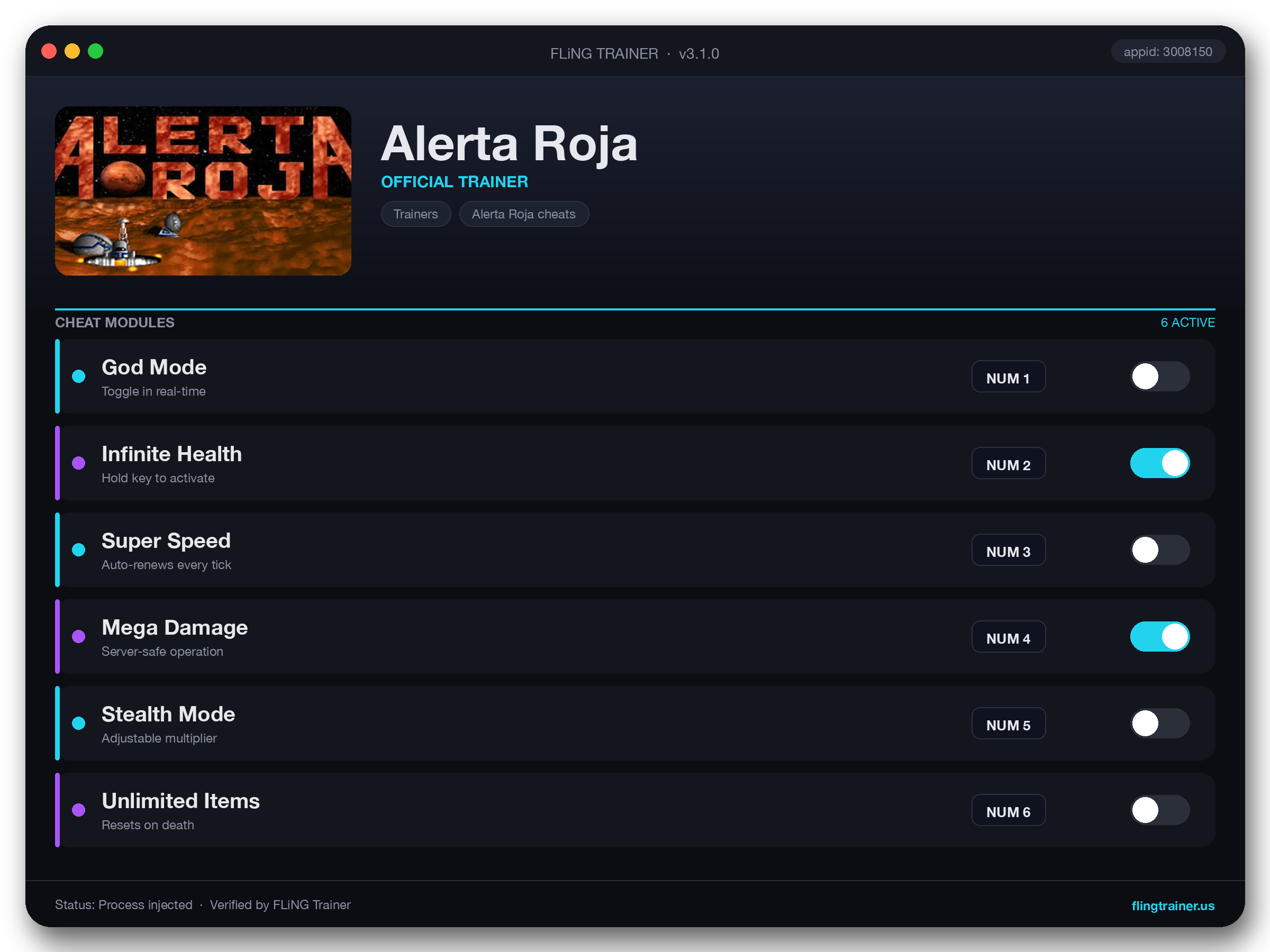 Alerta Roja Trainer interface