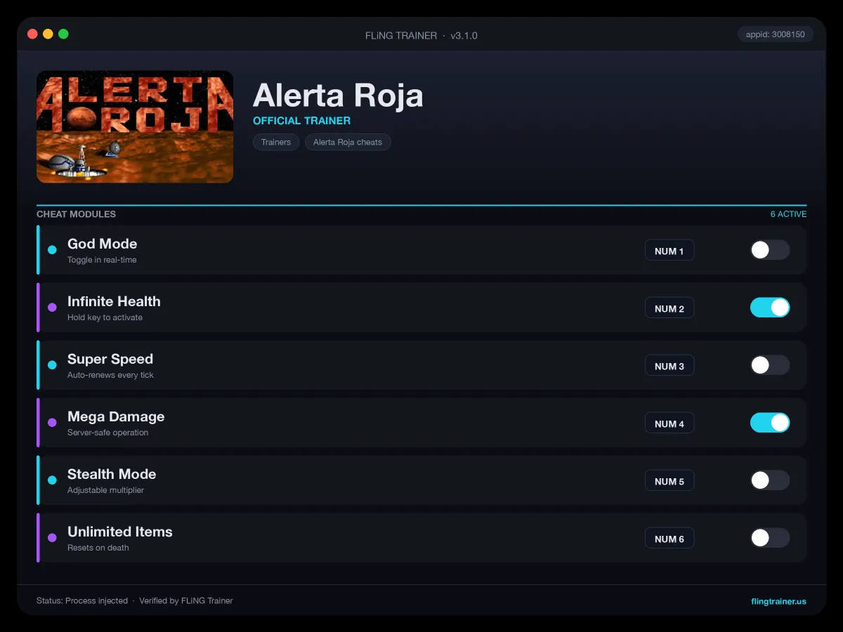 Alerta Roja Trainer interface