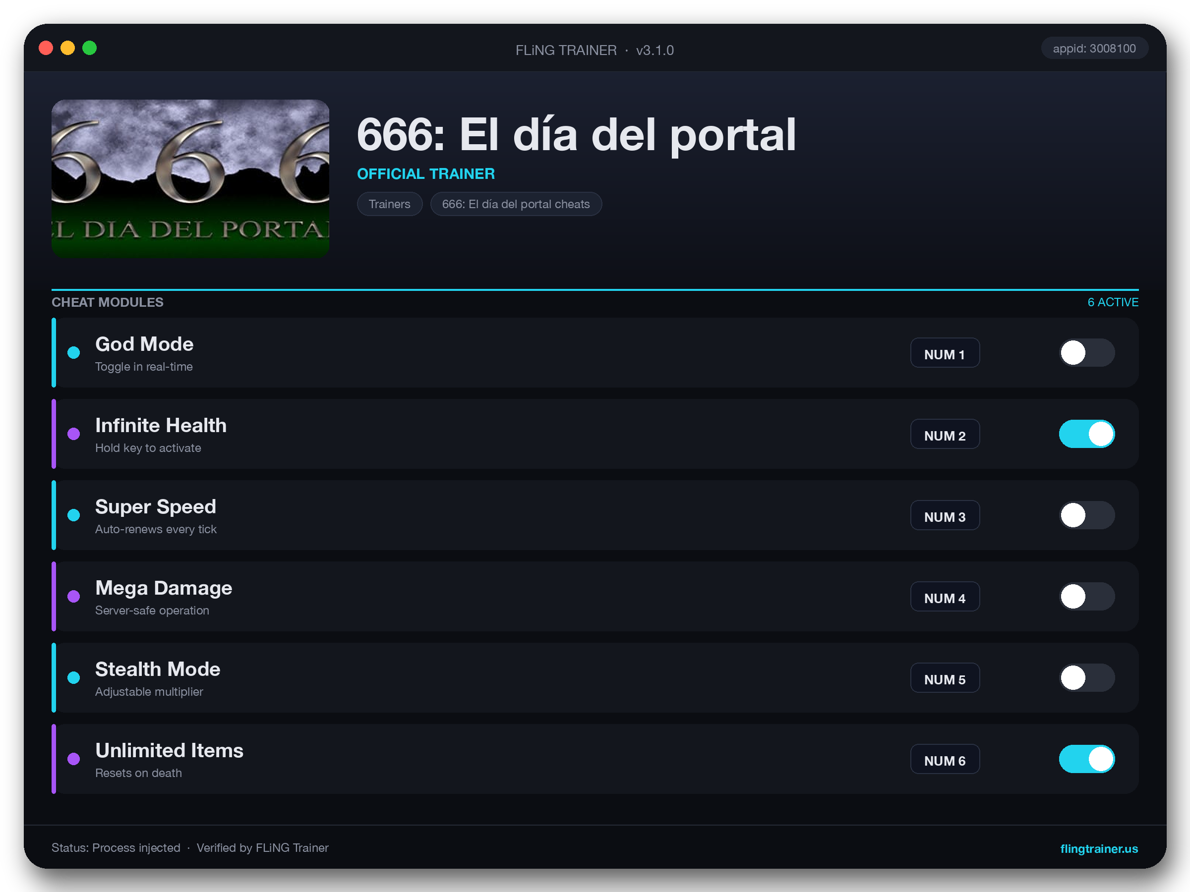 666: El día del portal Trainer interface