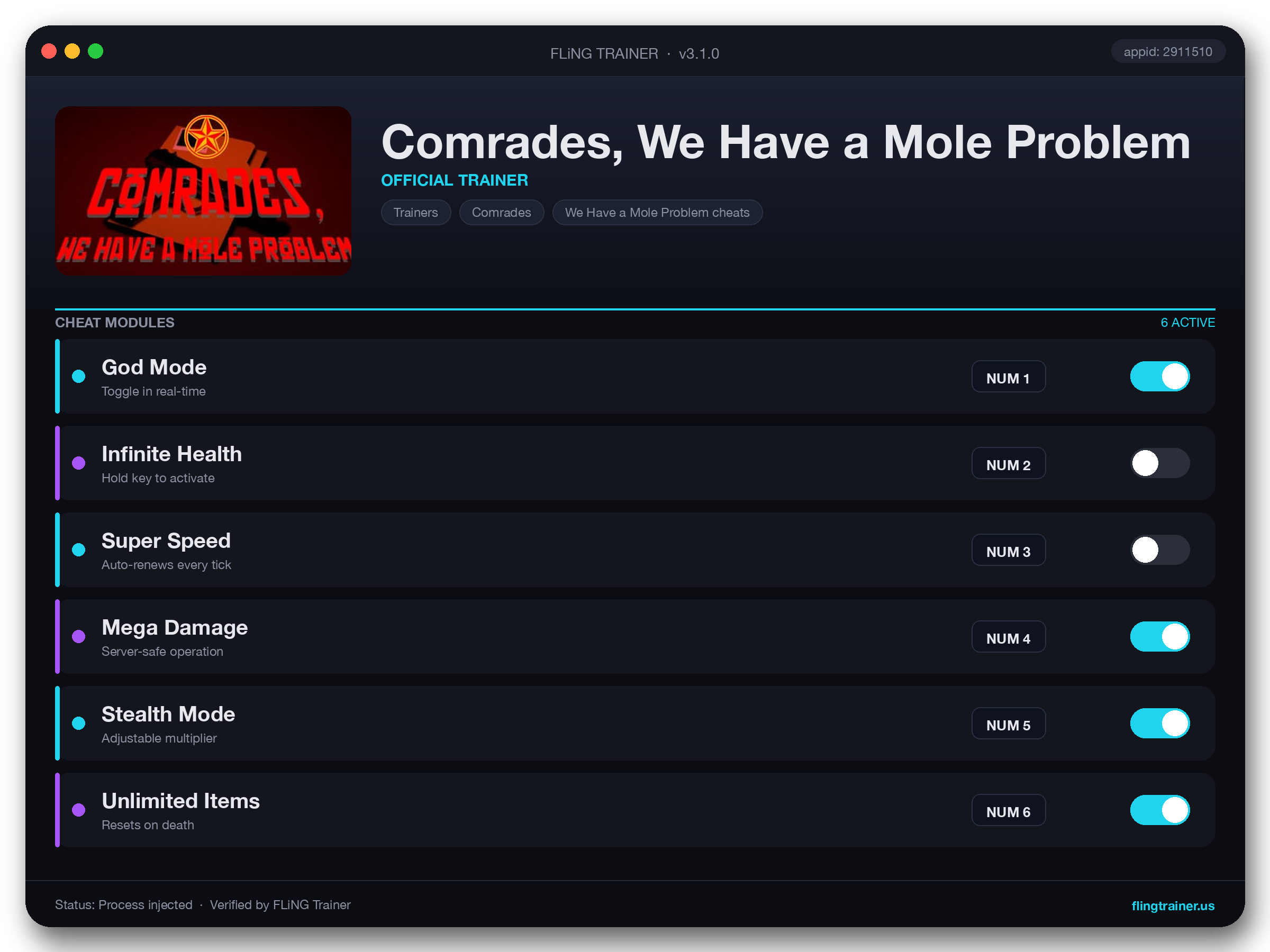 Comrades, We Have a Mole Problem Trainer interface