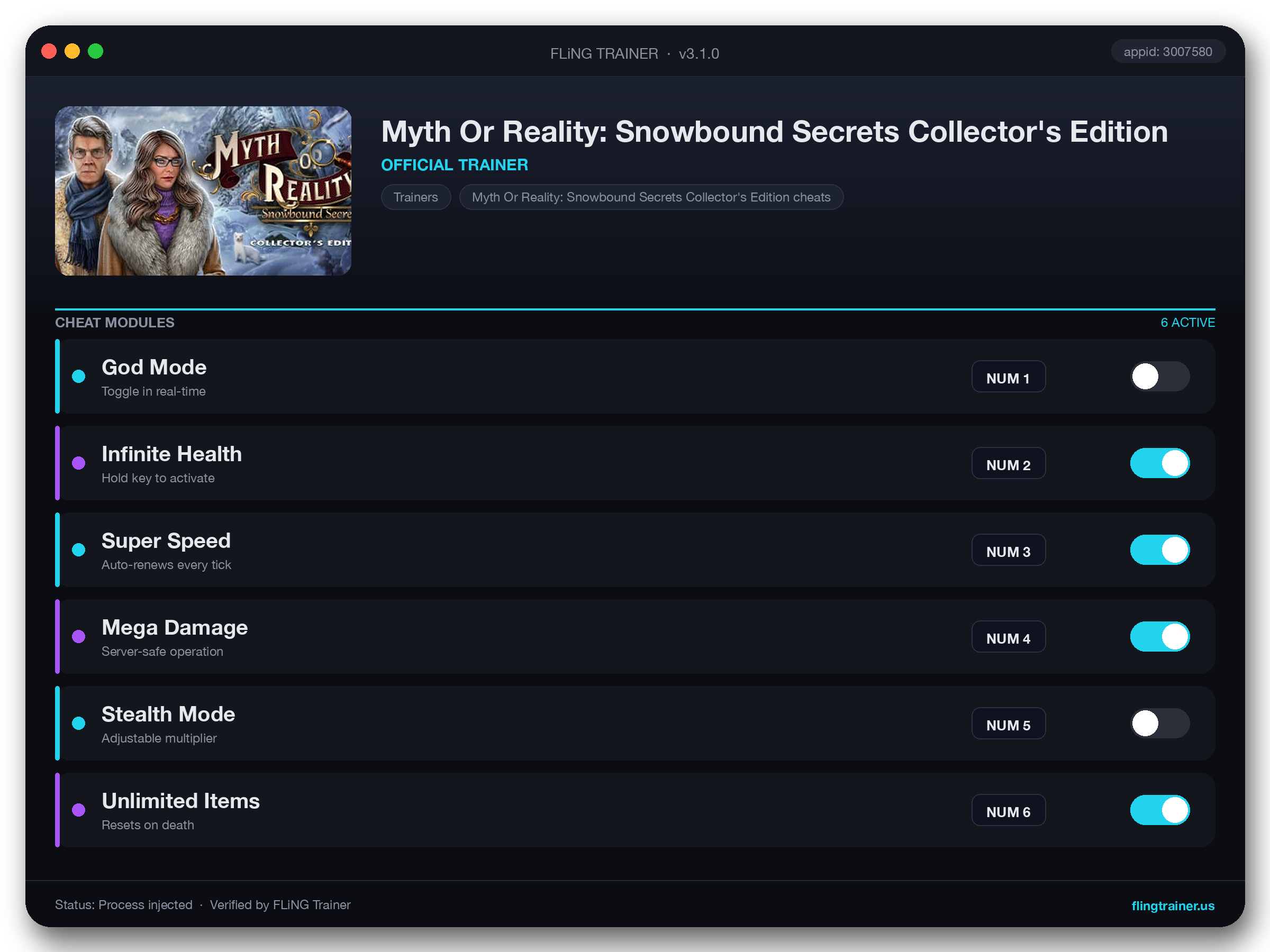 Myth Or Reality: Snowbound Secrets Collector's Edition Trainer interface