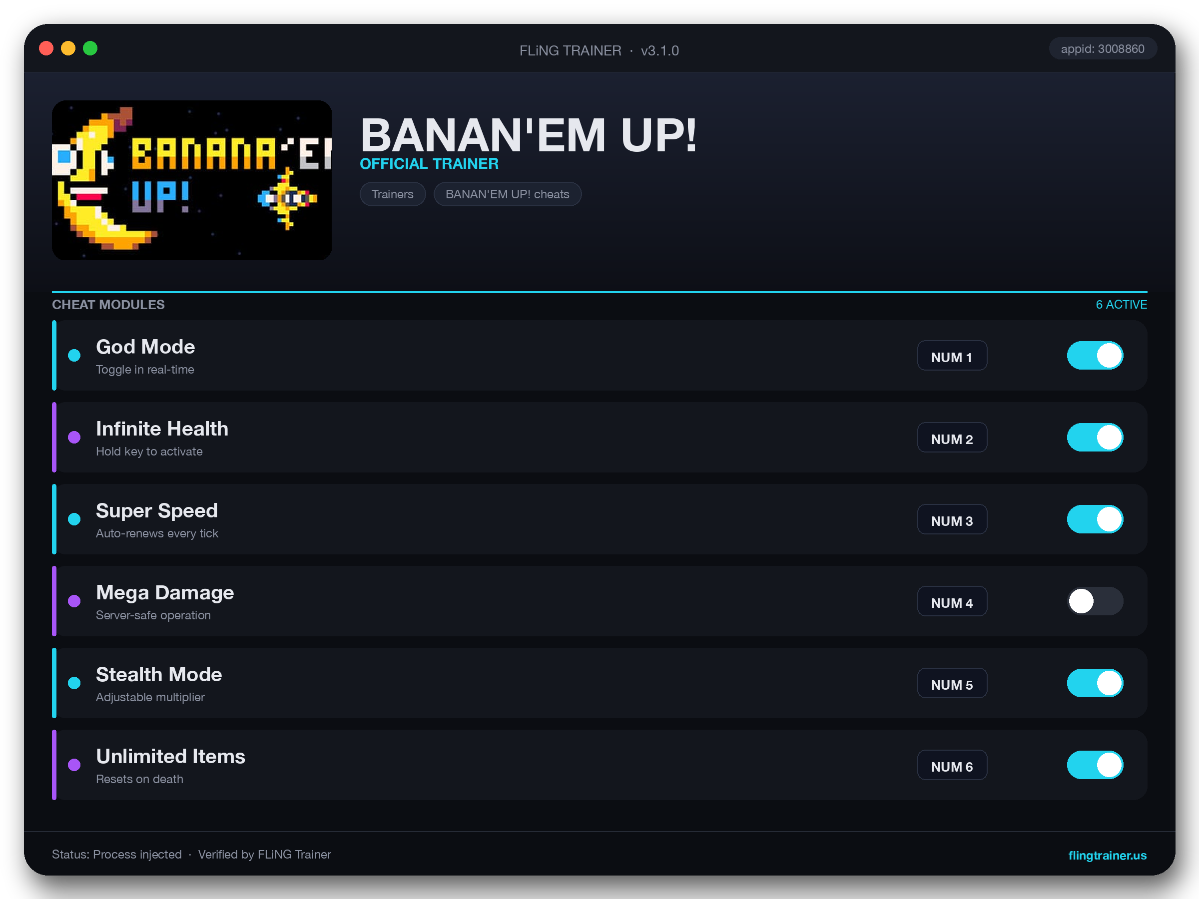 BANAN'EM UP! Trainer interface