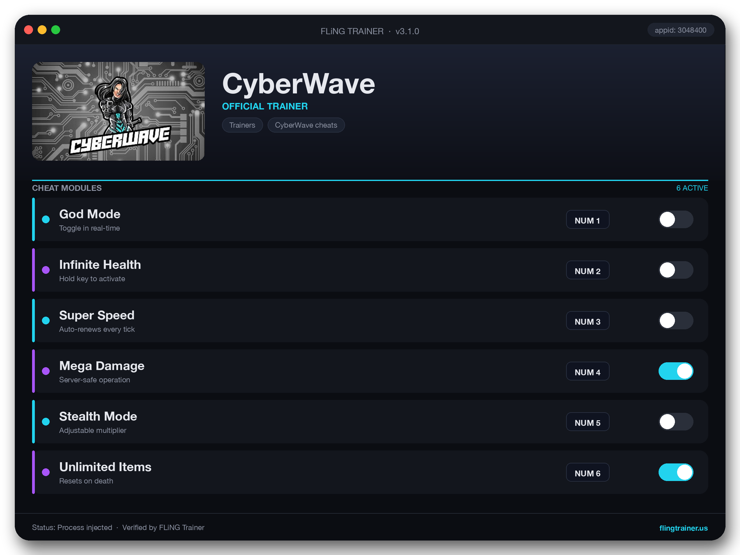 CyberWave Trainer interface