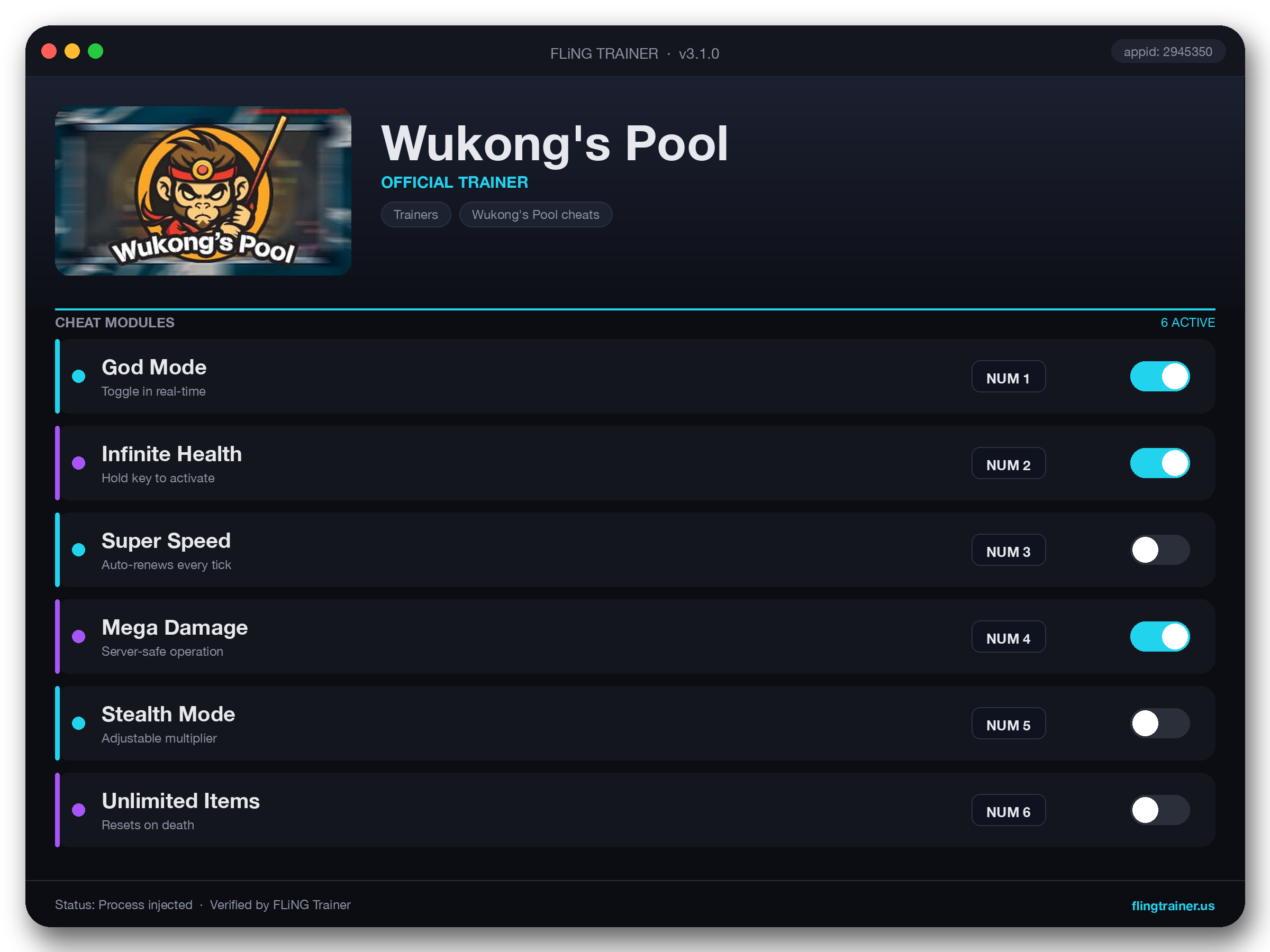 Wukong's Pool Trainer interface