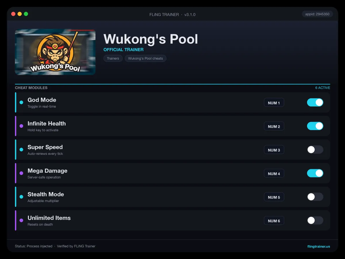 Wukong's Pool Trainer interface