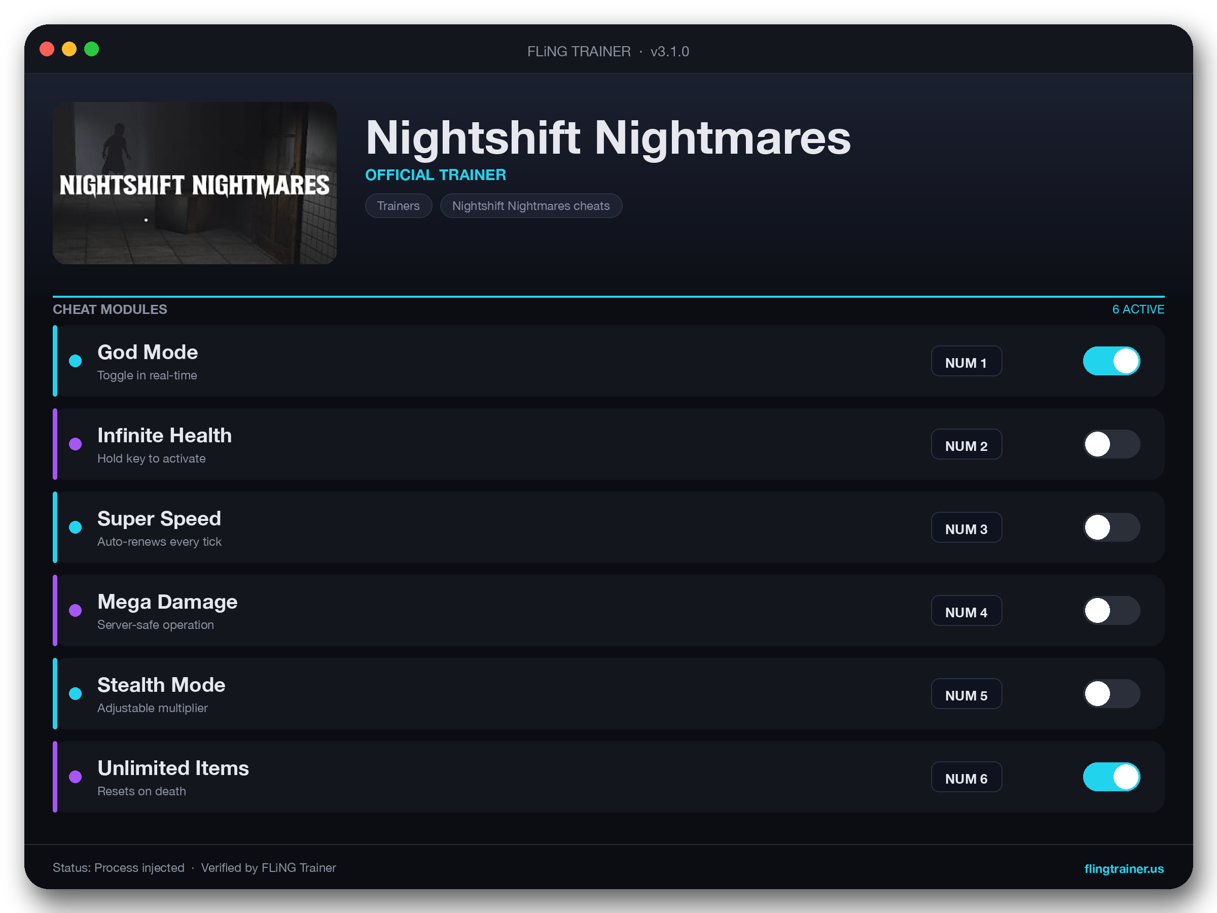 Nightshift Nightmares Trainer interface