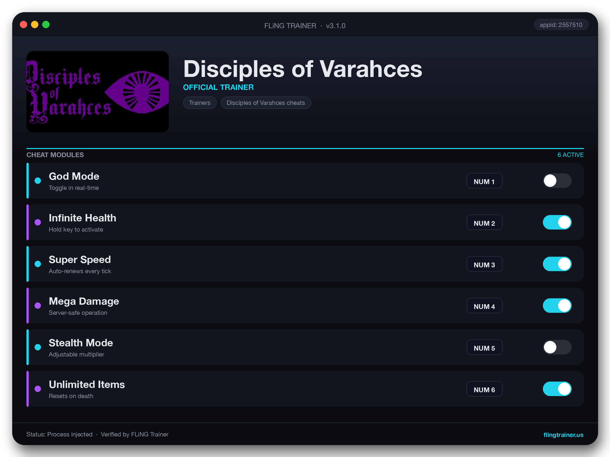 Disciples of Varahces Trainer interface