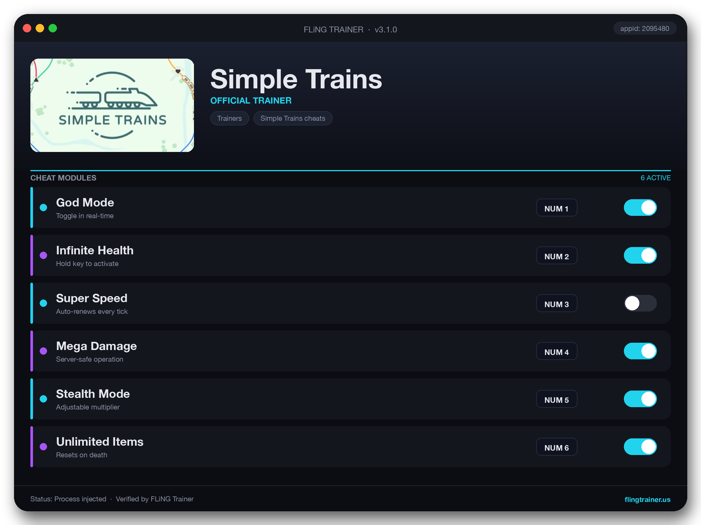 Simple Trains Trainer interface