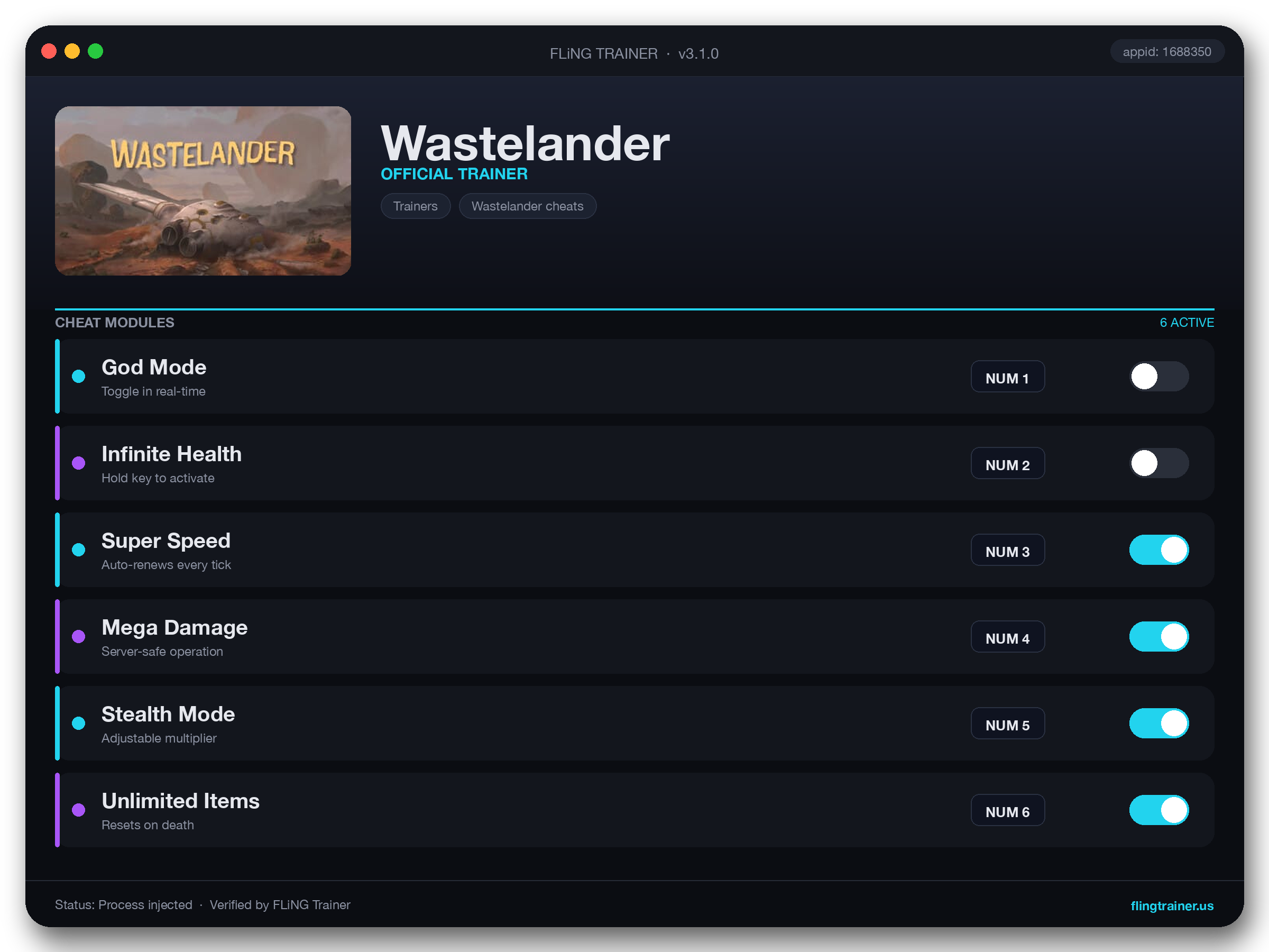 Wastelander Trainer interface