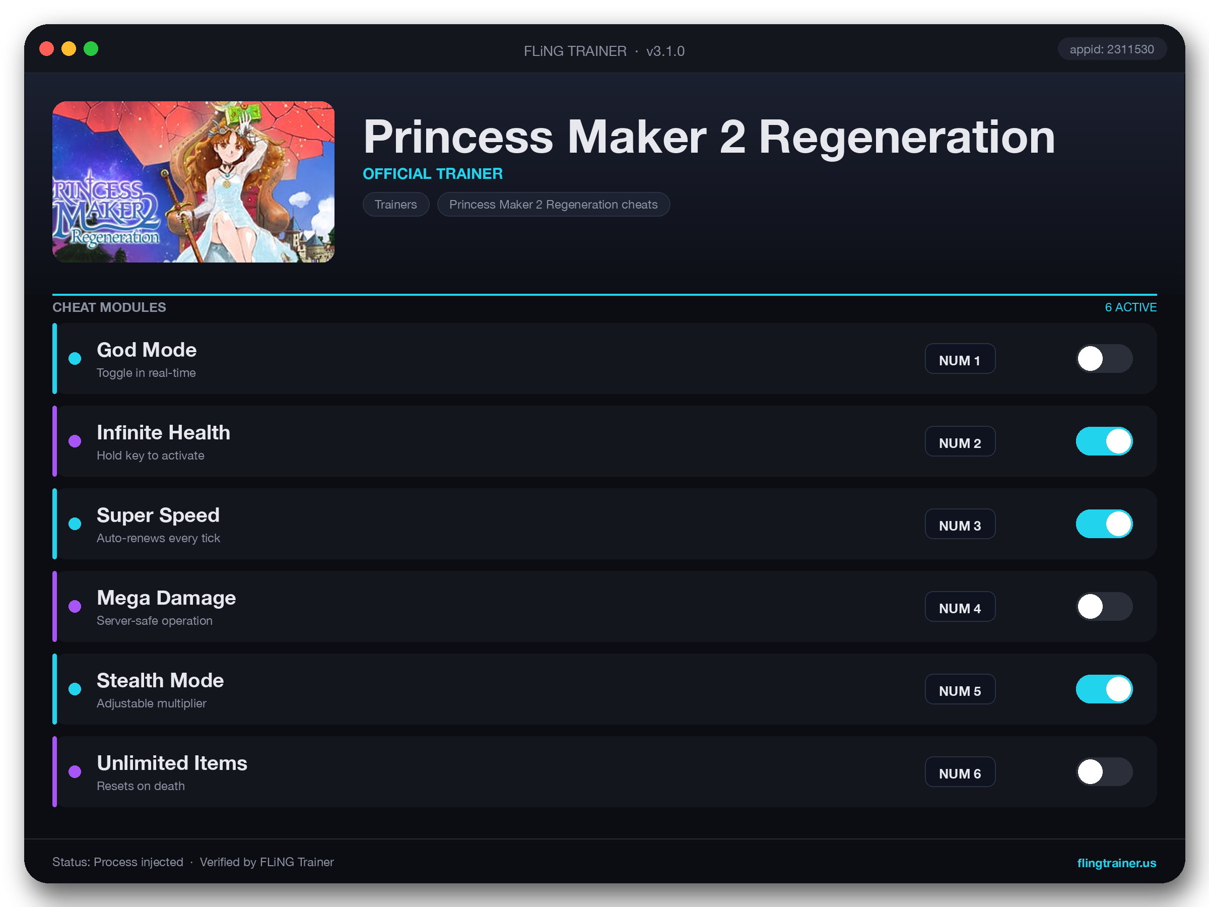 Princess Maker 2 Regeneration Trainer interface