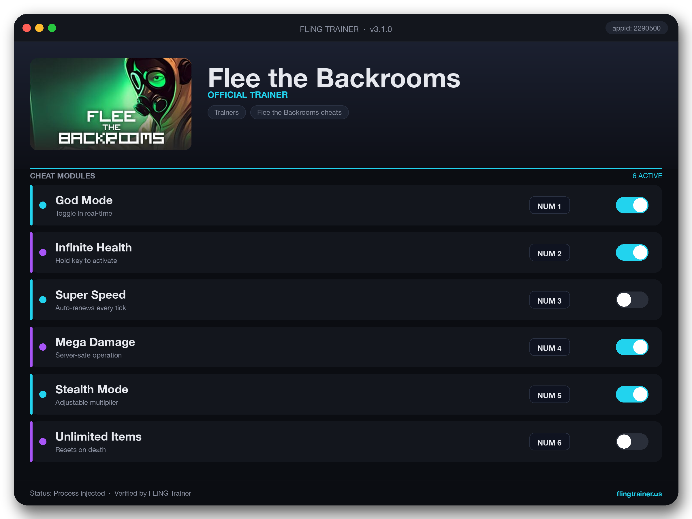 Flee the Backrooms Trainer interface
