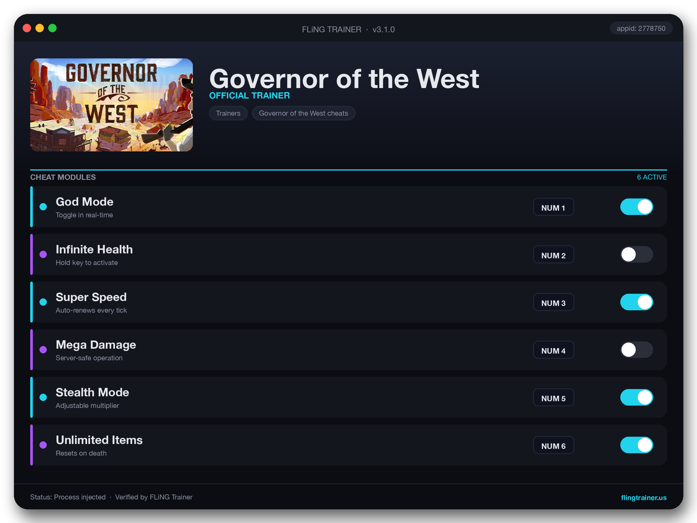 Governor of the West Trainer interface