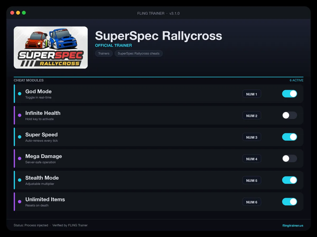 SuperSpec Rallycross Trainer interface