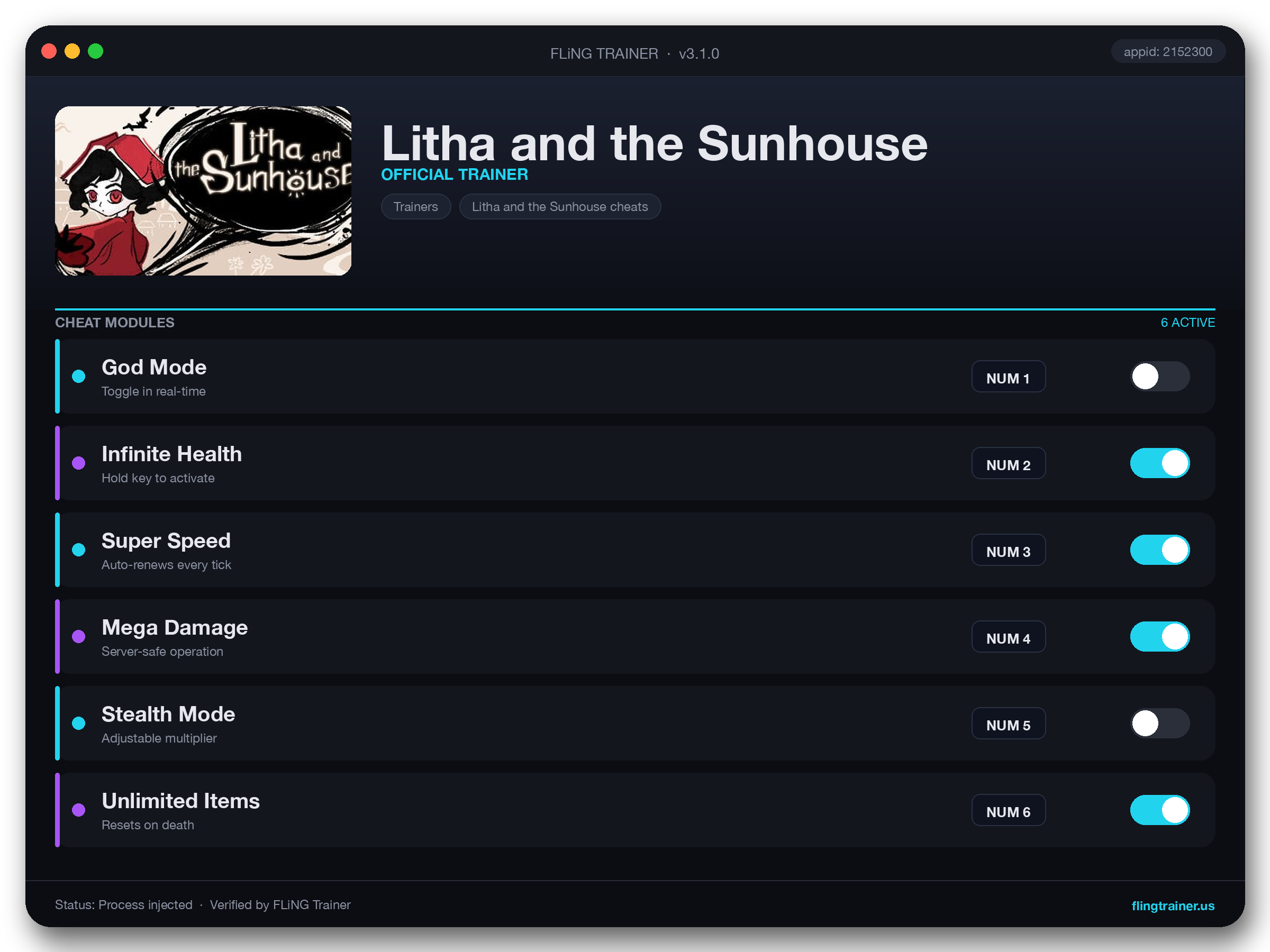 Litha and the Sunhouse Trainer interface