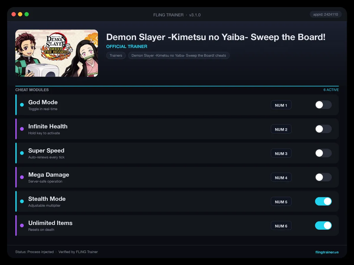 Demon Slayer -Kimetsu no Yaiba- Sweep the Board! Trainer interface